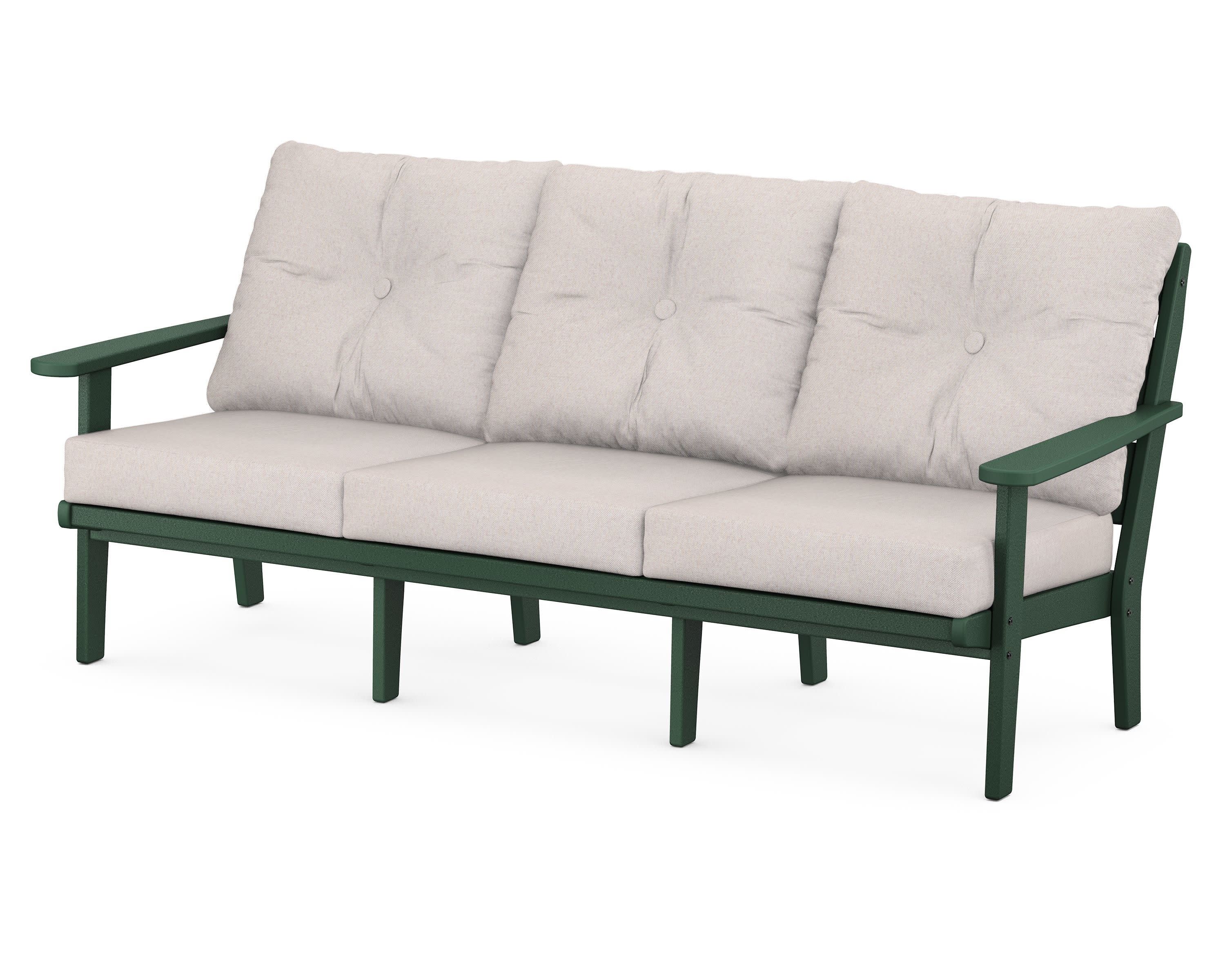 Lakeside Deep Seating Sofa in Green / Dune Burlap