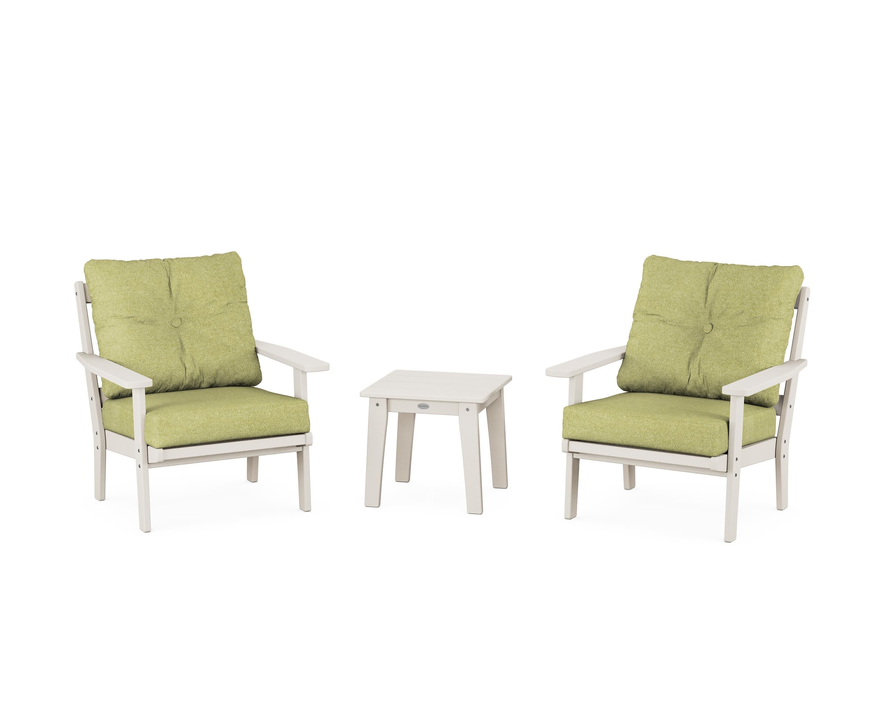 Oxford 3-Piece Deep Seating Set in Sand / Chartreuse Boucle