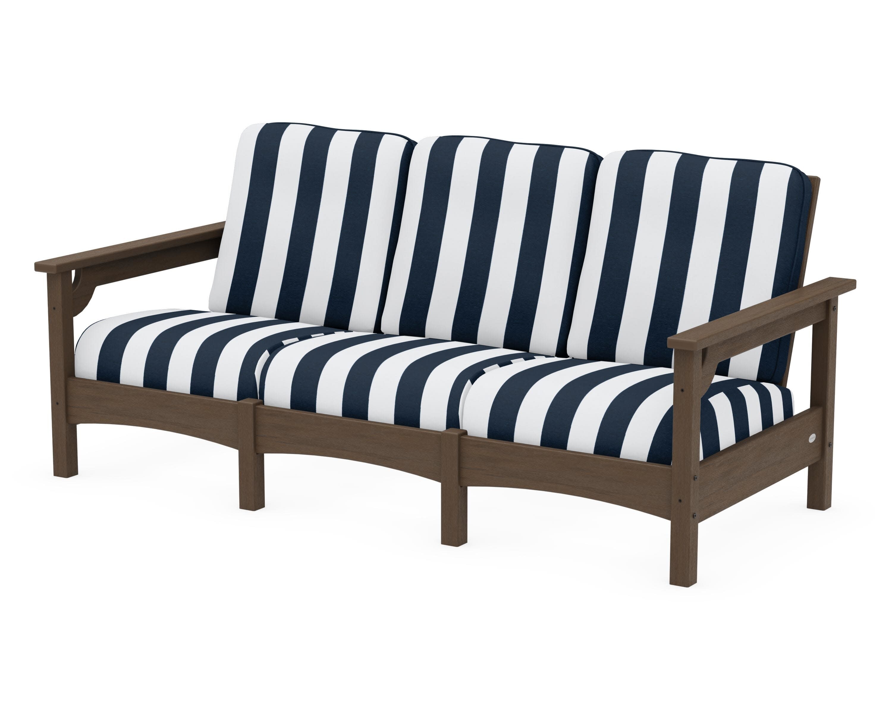 Club Sofa in Kona / Cabana Stripe Marine Indigo