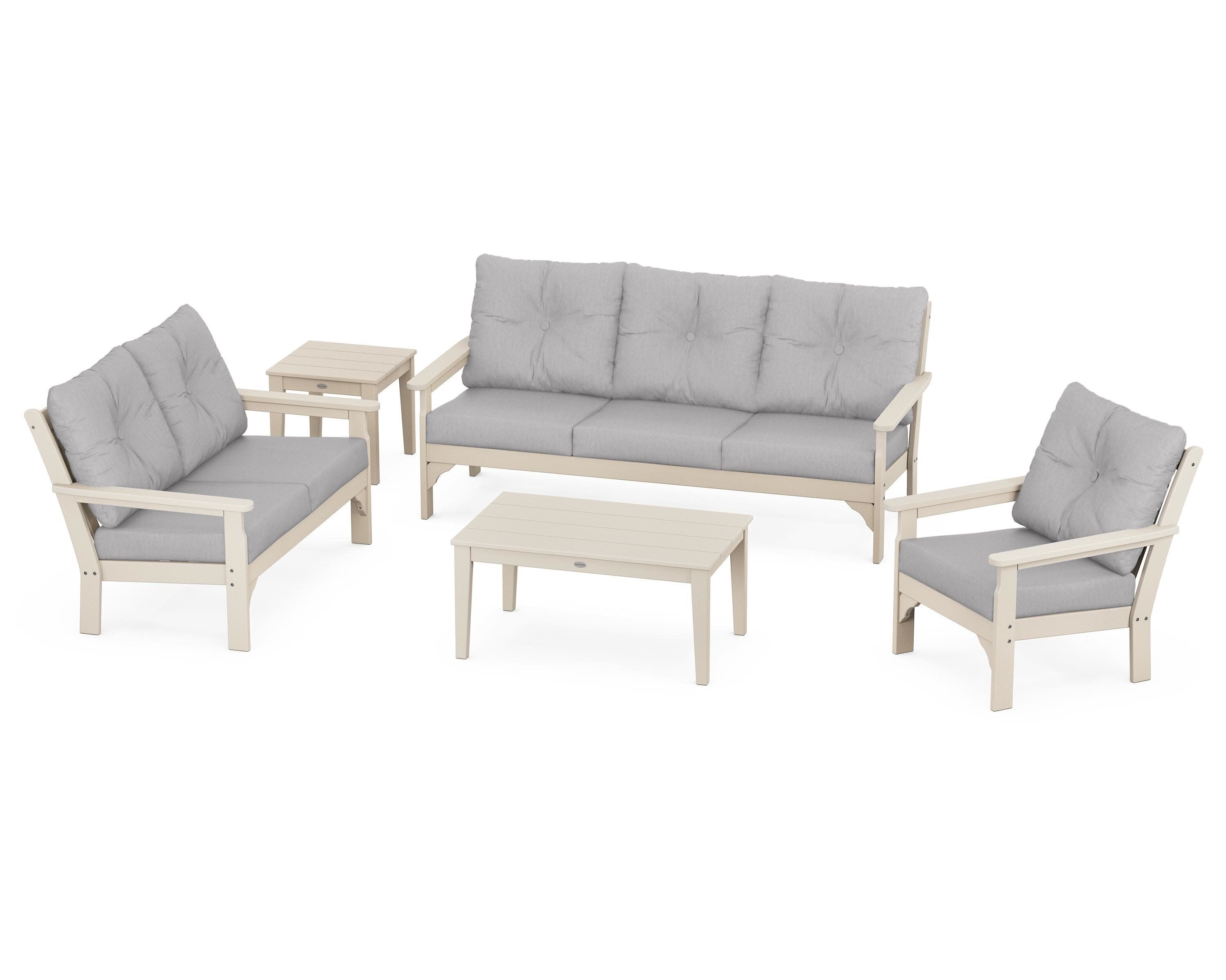 Vineyard 5 Piece Deep Seating Set in Sand / Granite