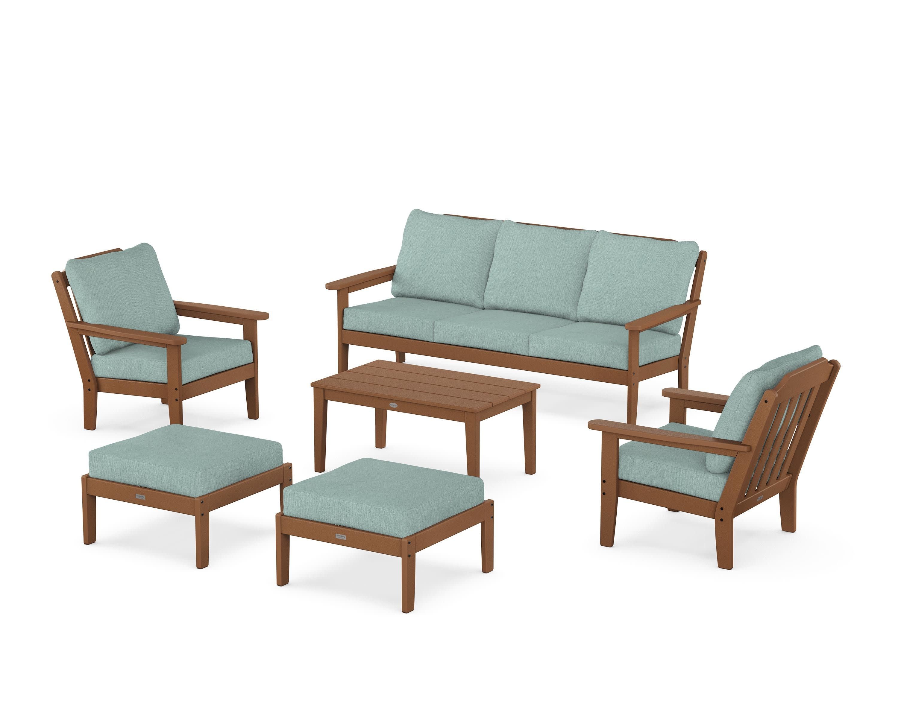 Cottage 6-Piece Lounge Sofa Set in Teak / Glacier Spa