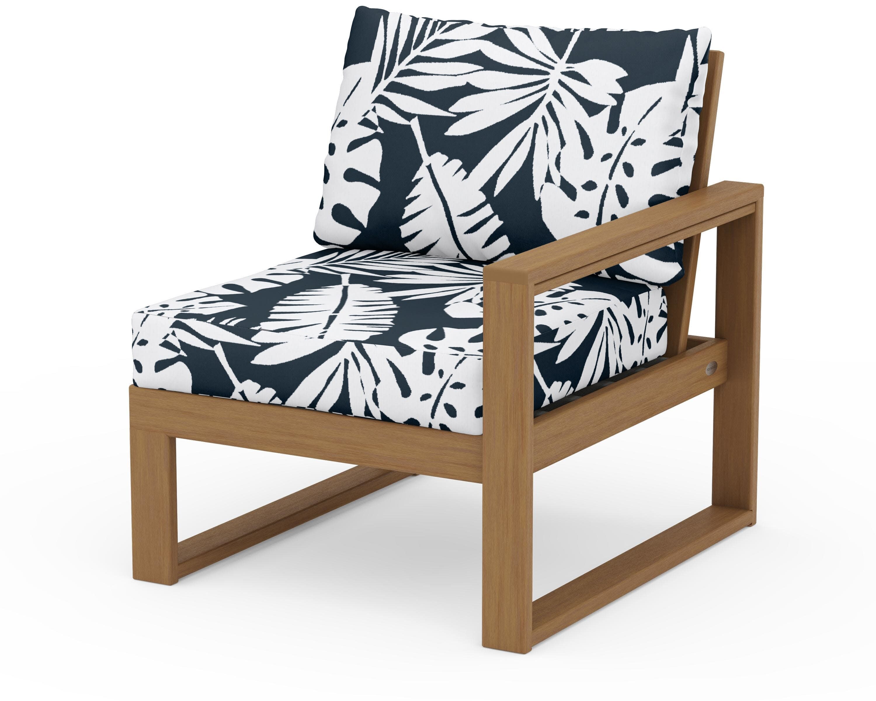 EDGE Modular Right Arm Chair in Natural / Leaf Marine Indigo