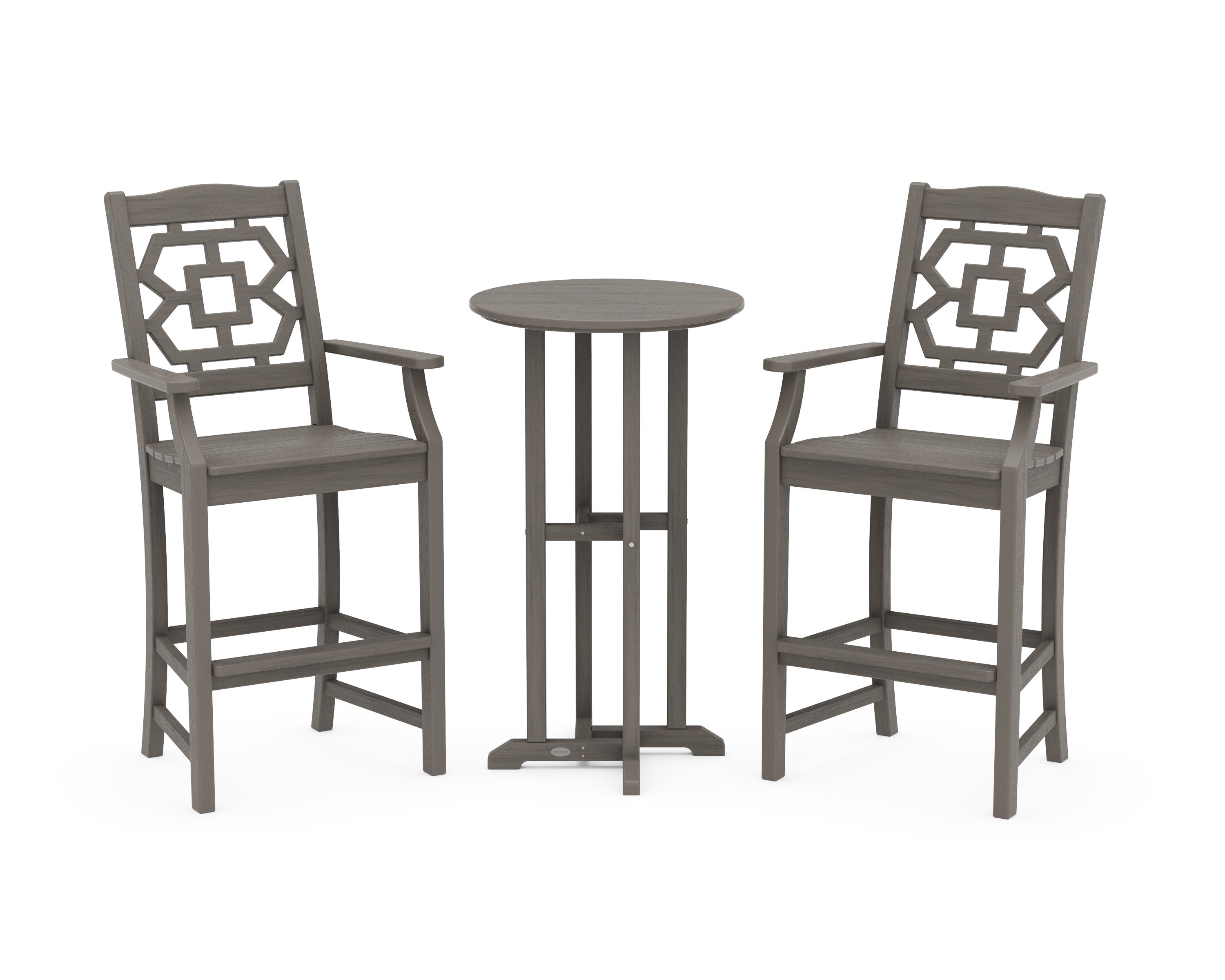Chinoiserie 3-Piece Farmhouse Bar Set in Driftwood