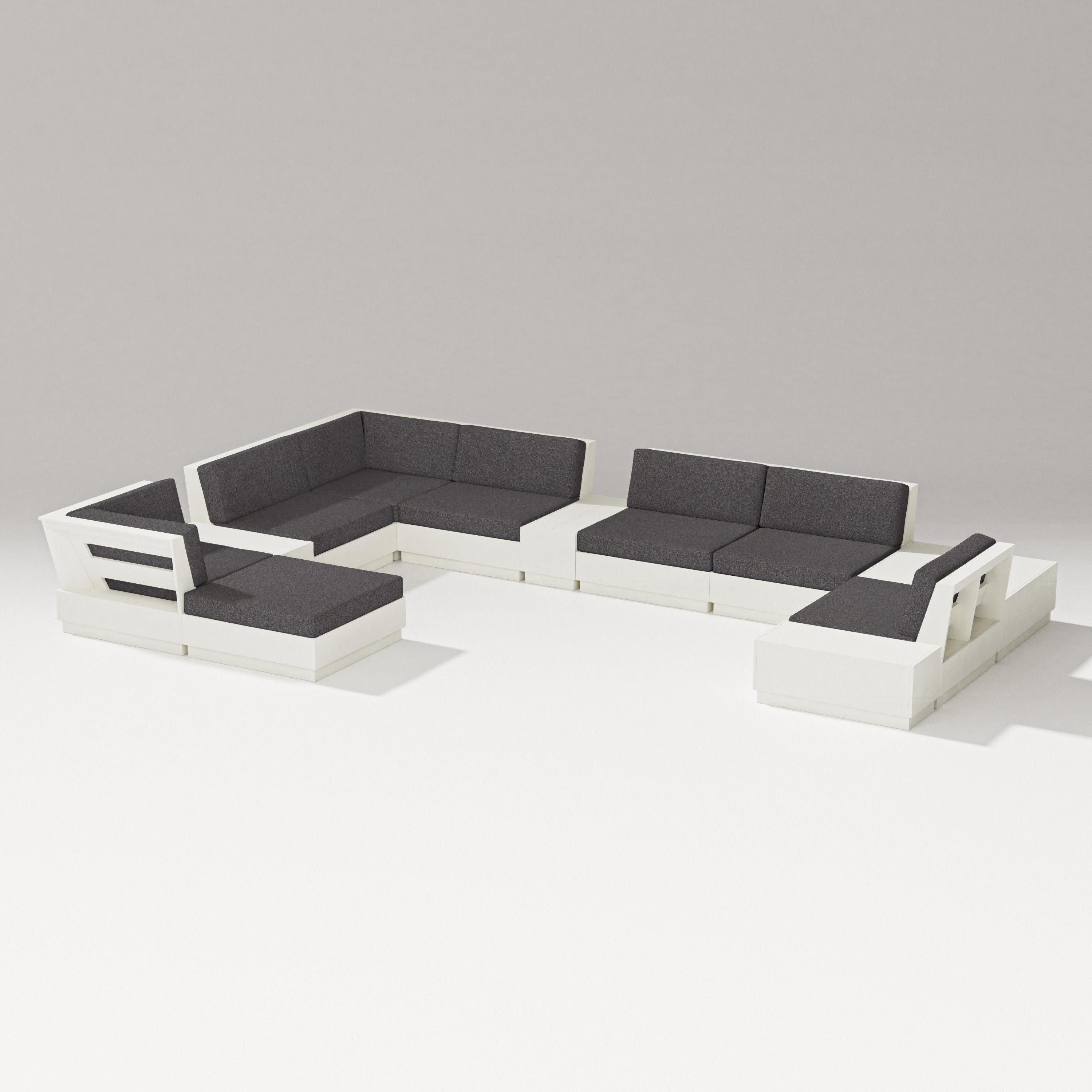 Elevate 12-Piece Conversation Sectional Set in Vintage White / Ash Charcoal