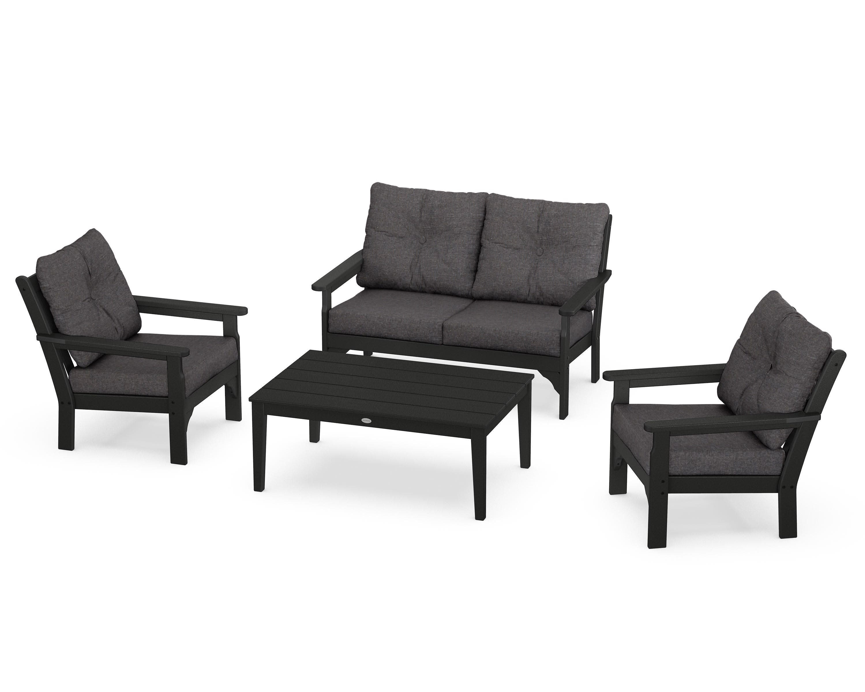 Vineyard 4-Piece Deep Seating Set in Black / Ash Charcoal
