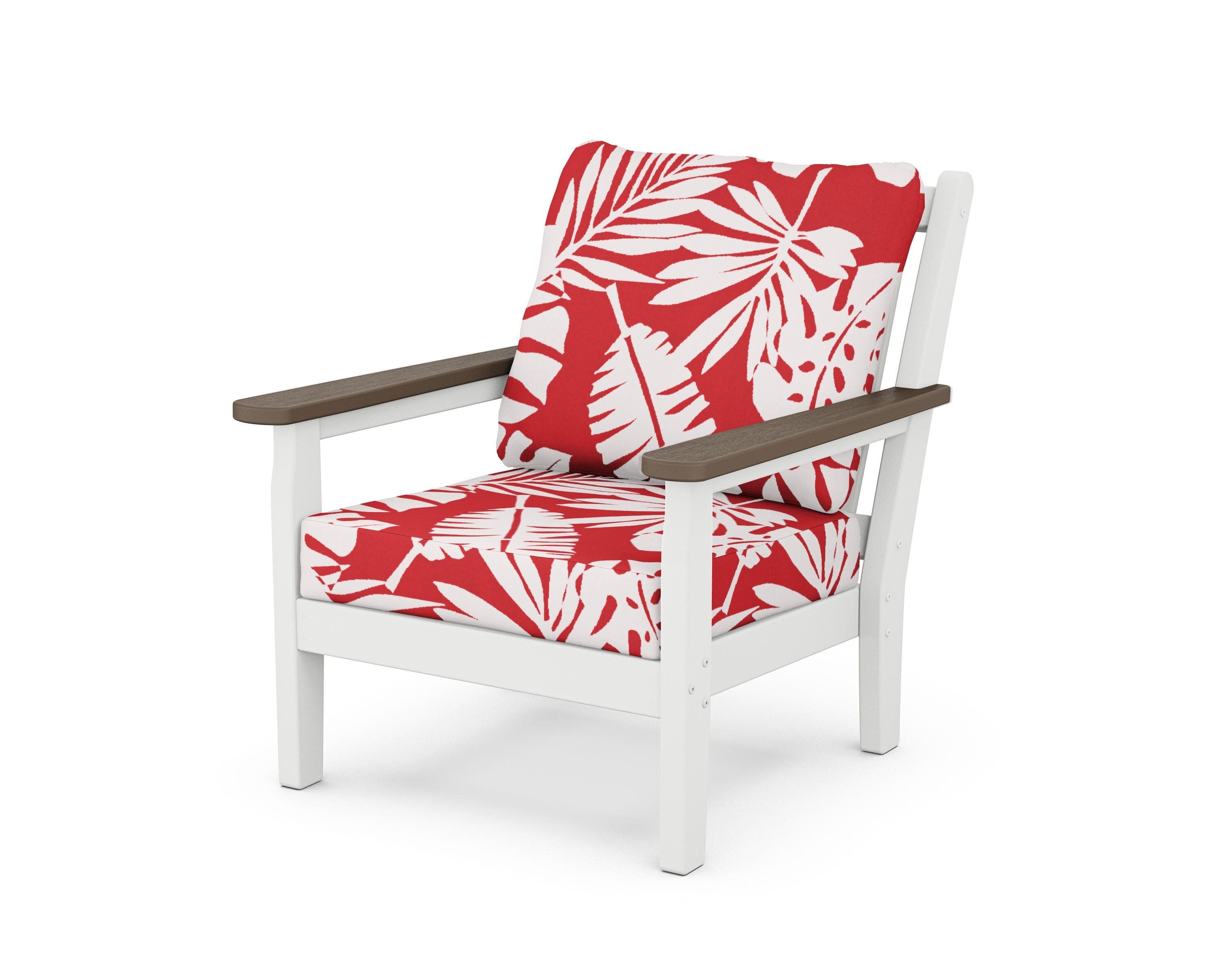 Chippendale Deep Seating Chair in White / Kona / Leaf Crimson