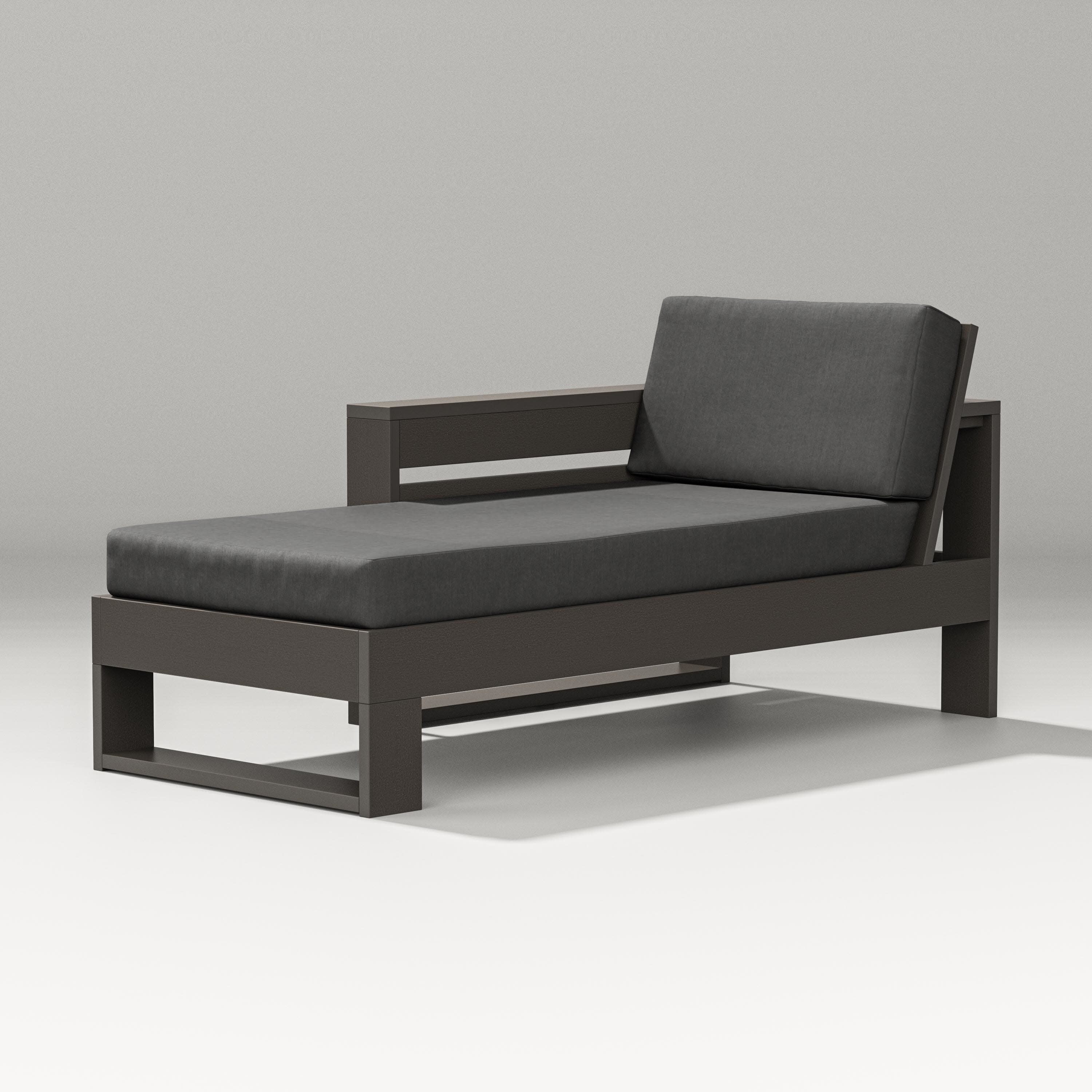 Latitude Modular Left Arm Chaise in Vintage Coffee / Spectrum Carbon