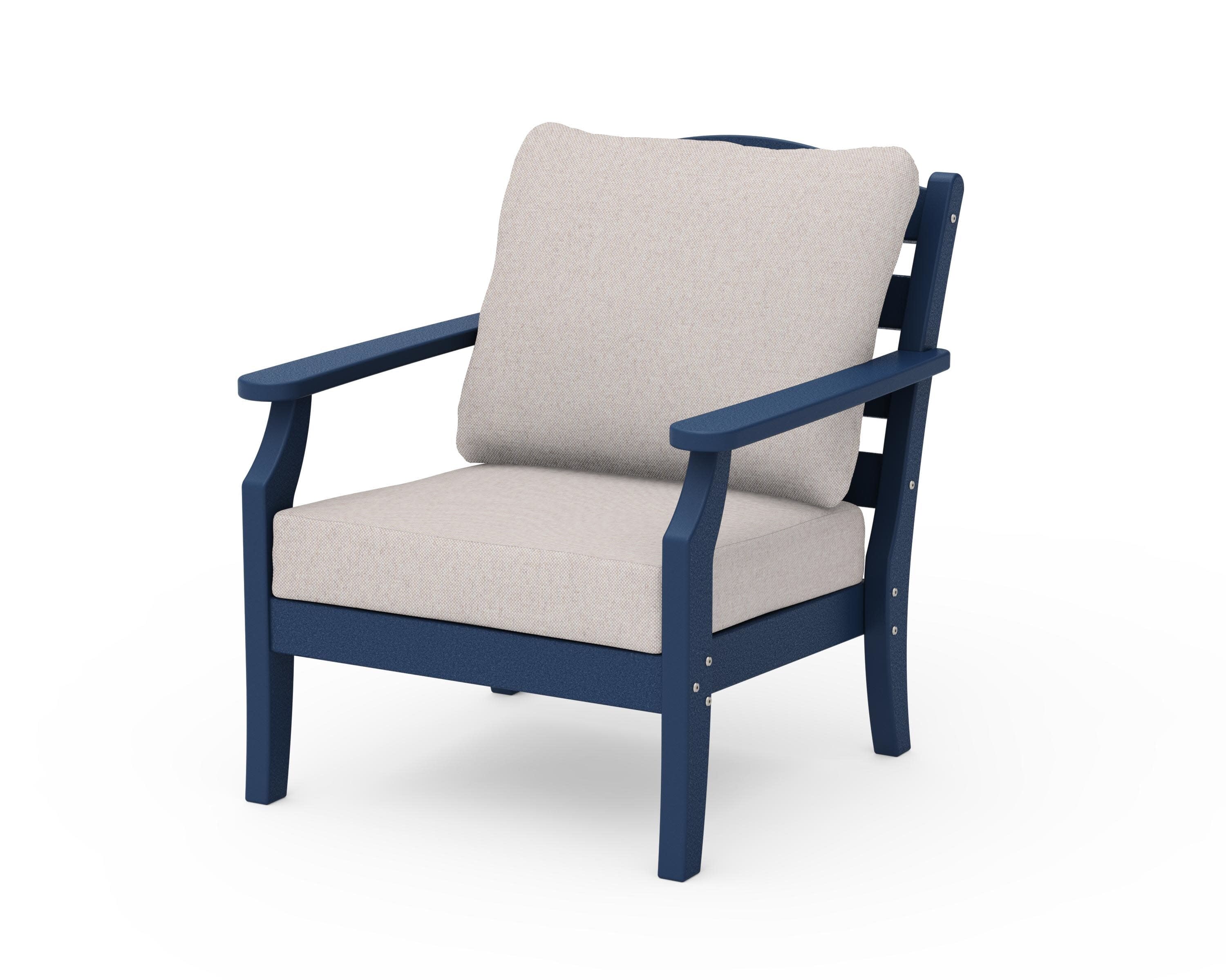 Savannah Deep Seating Chair in Navy / Dune Burlap