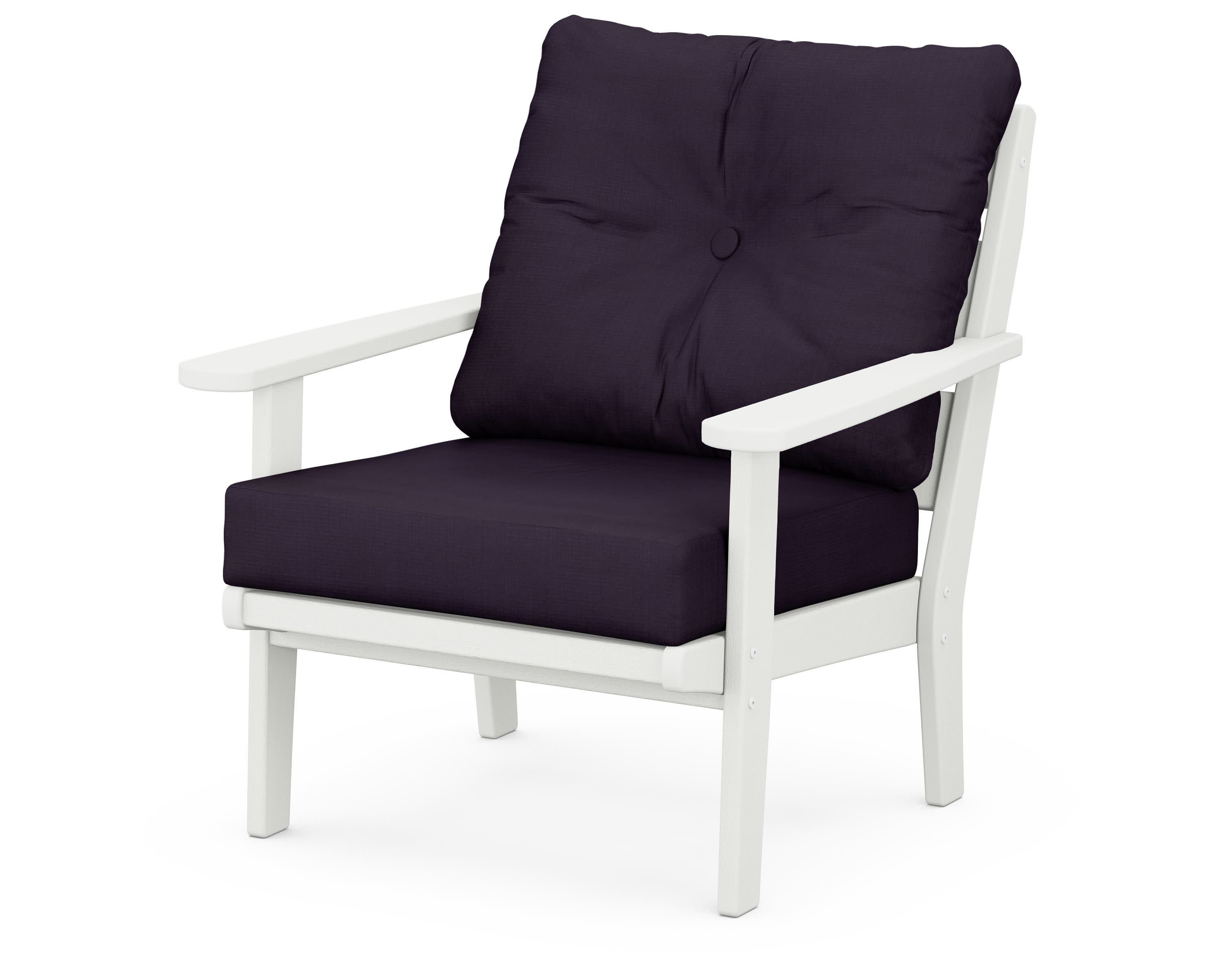 Lakeside Deep Seating Chair in Vintage White / Navy Linen