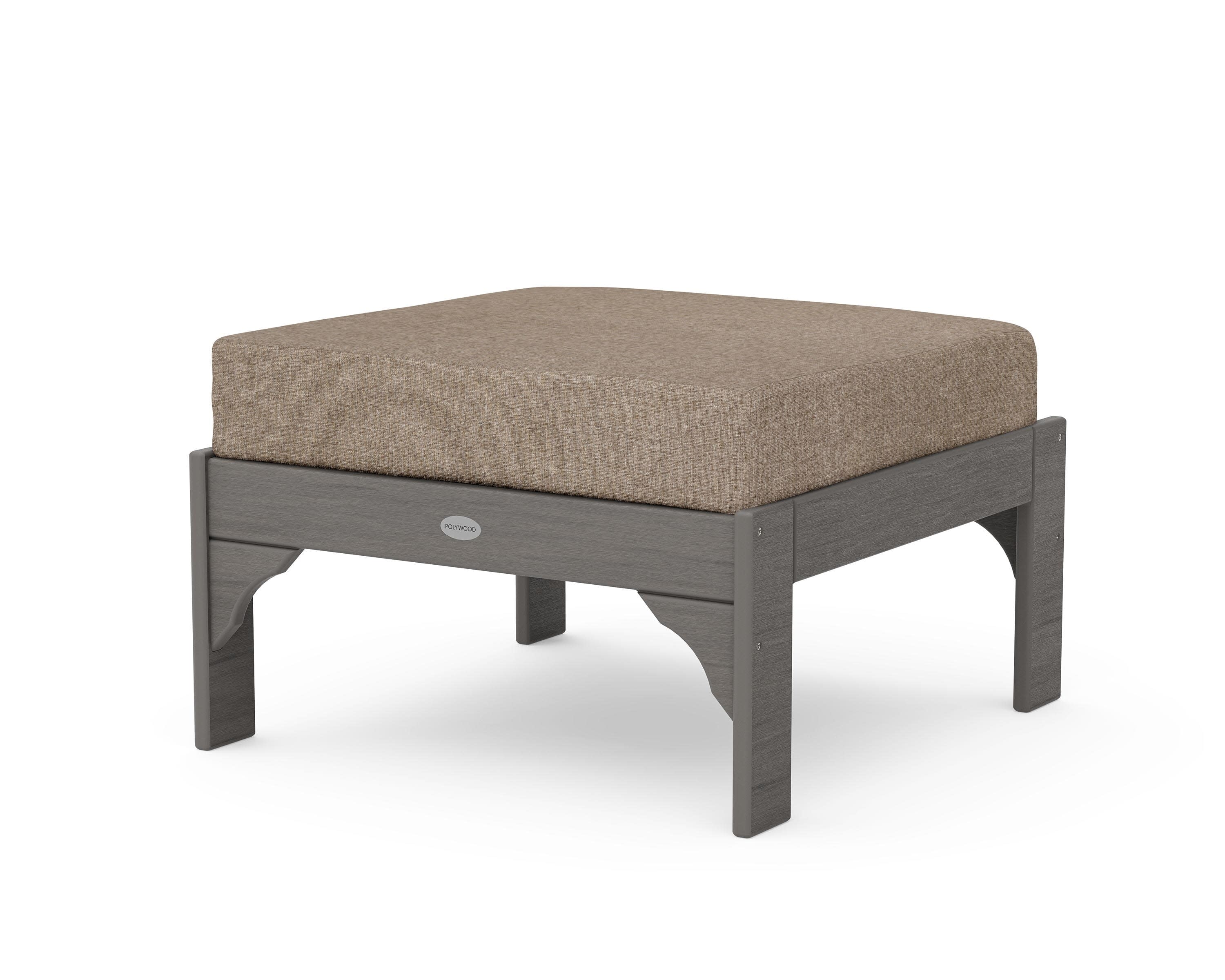 Vineyard Deep Seating Ottoman in Driftwood / Spiced Burlap