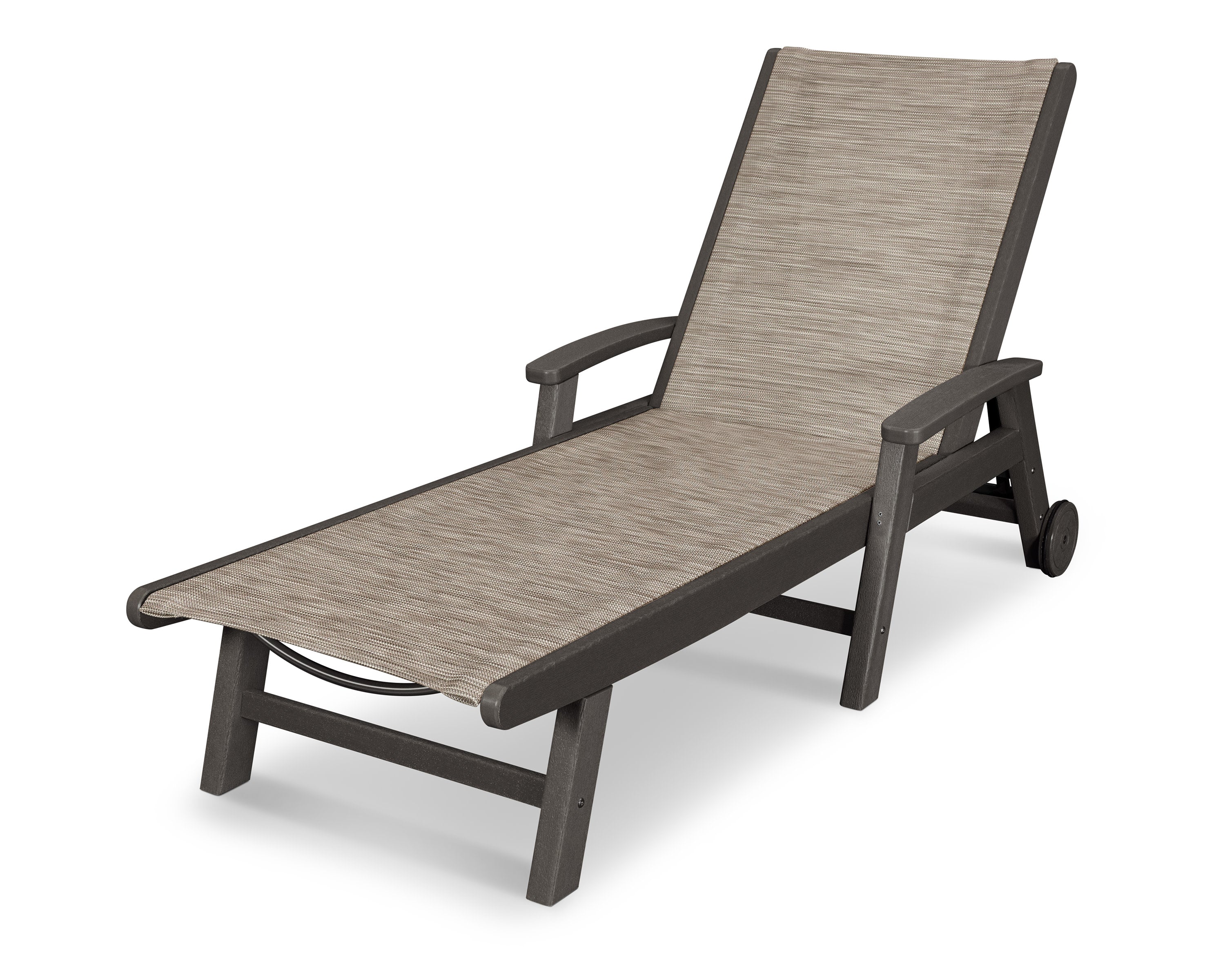 Coastal Chaise with Wheels in Vintage Coffee / Onyx Sling