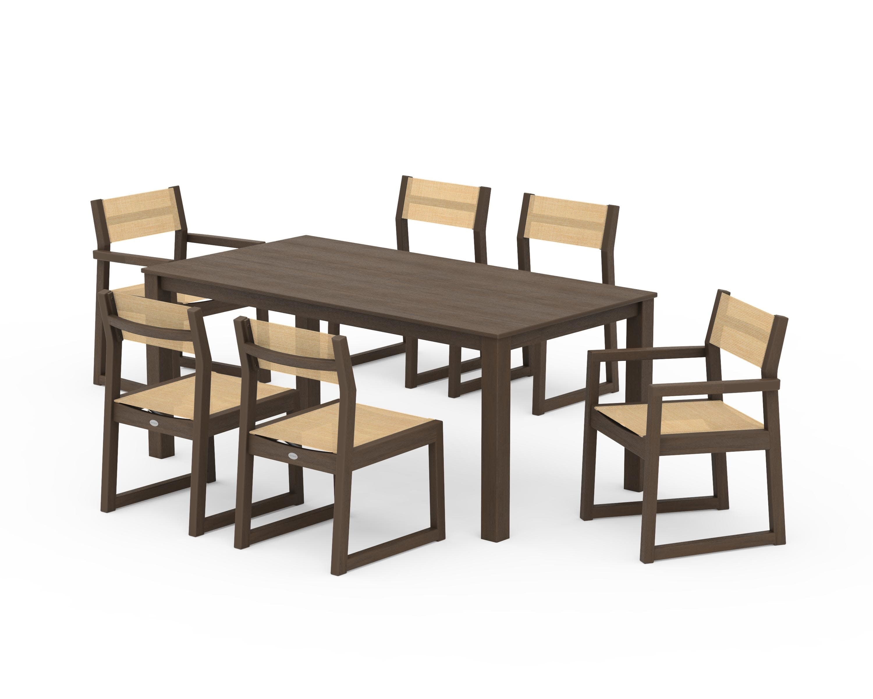 EDGE Sling 7-Piece Parsons Dining Set in Kona / Dupioni Apricot Sling