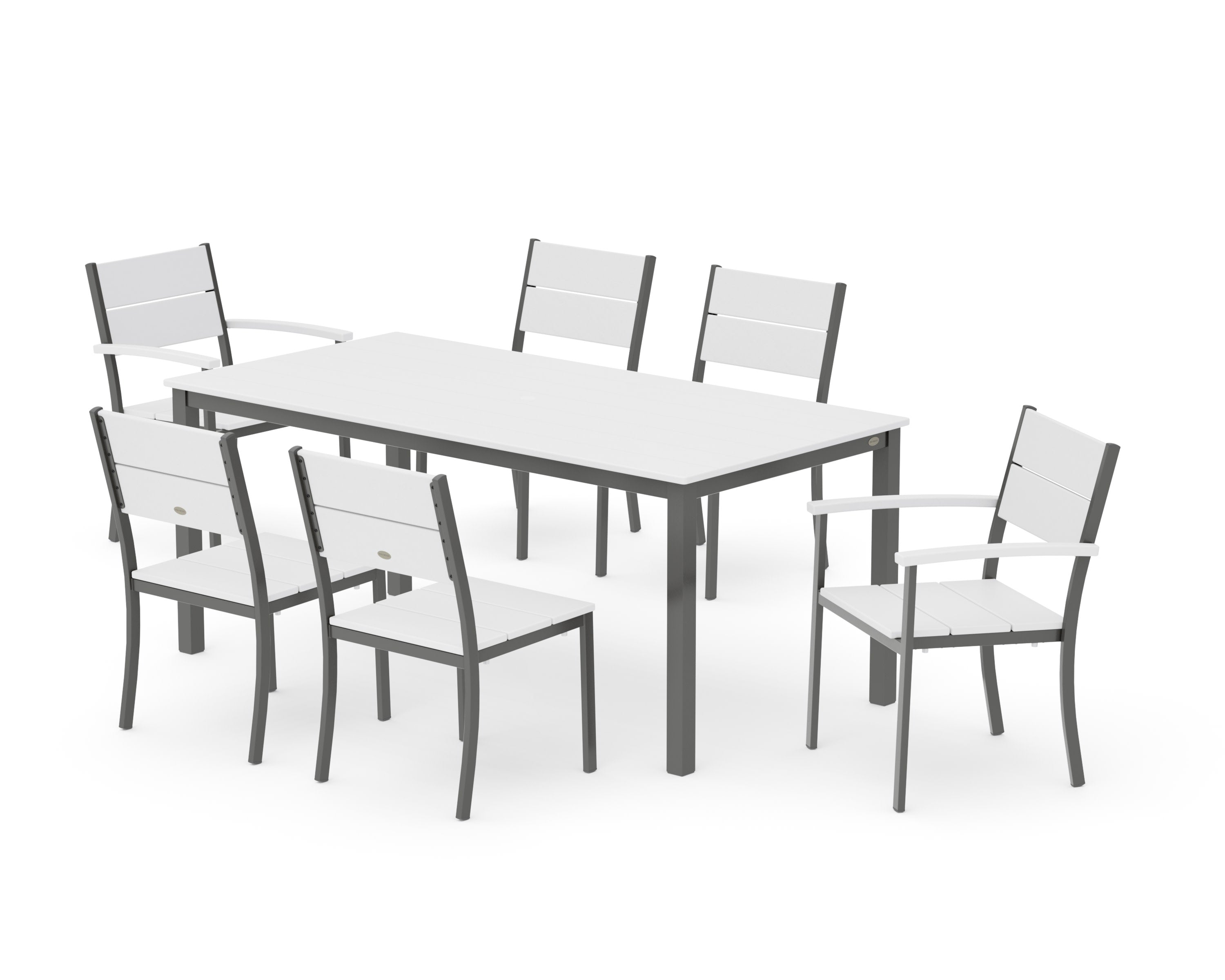 Main Street 7-Piece Dining Set in Charcoal / White