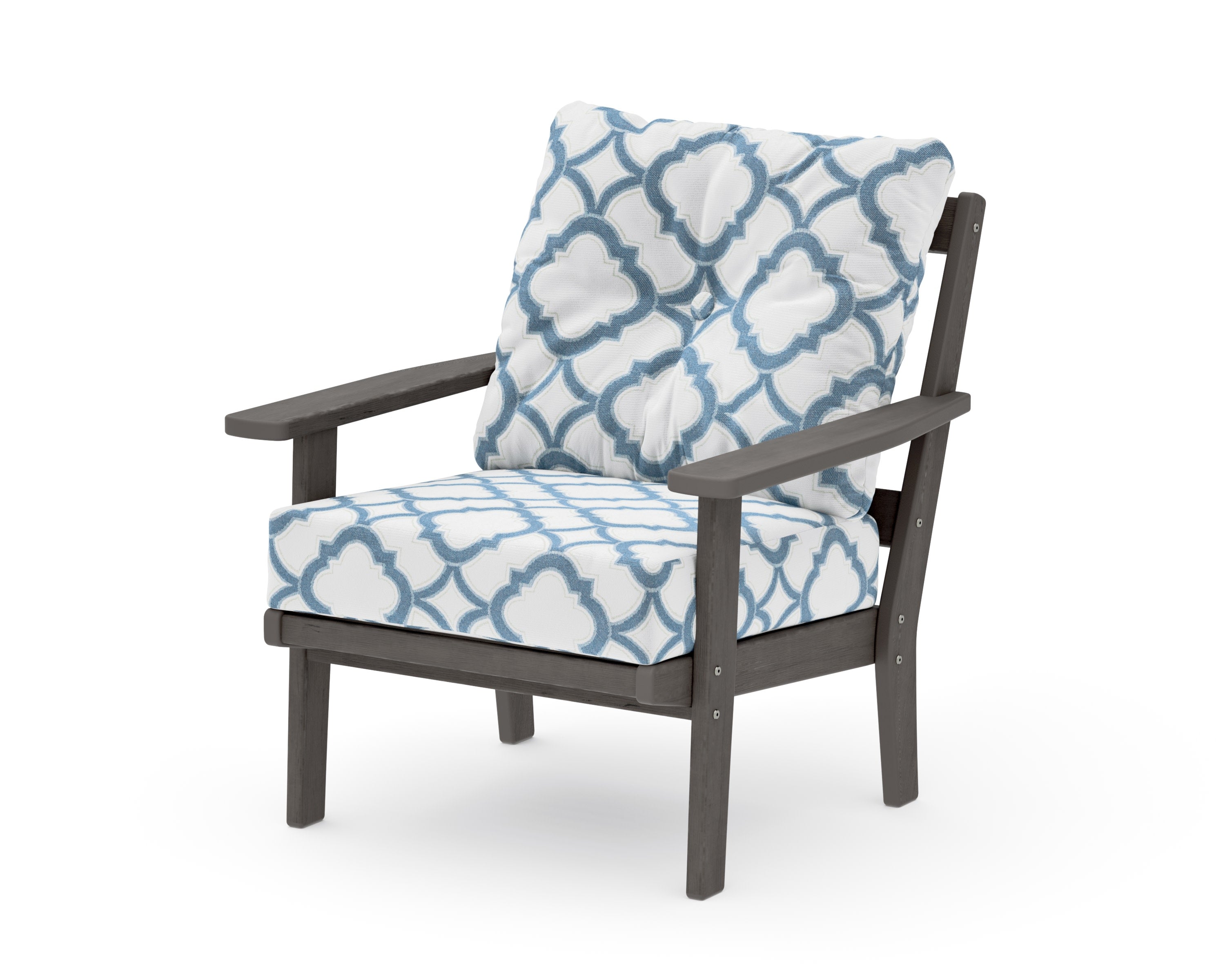 Prairie Deep Seating Chair in Driftwood / Trellis Sky Blue