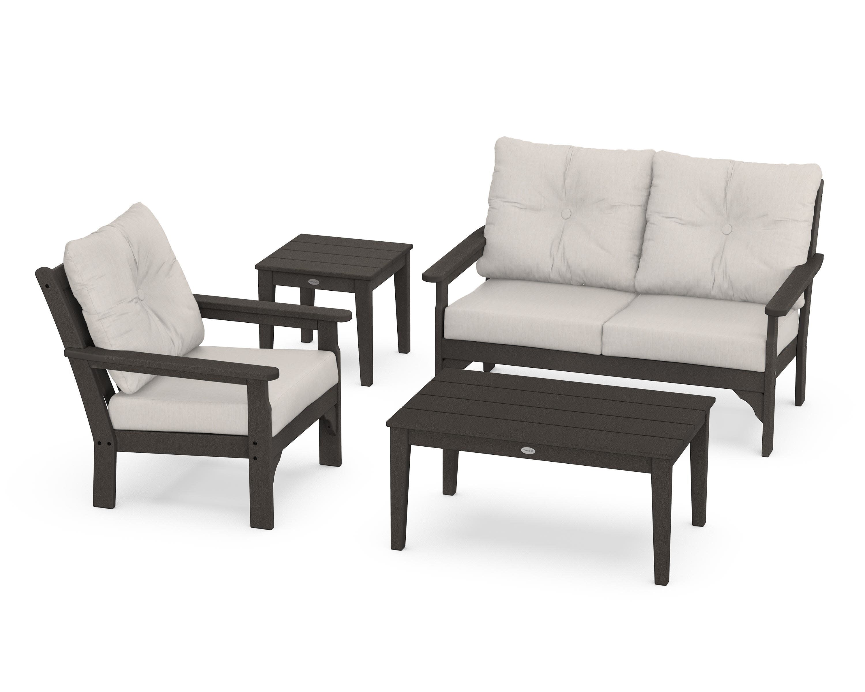 Vineyard 4-Piece Deep Seating Set in Vintage Coffee / Cast Ash