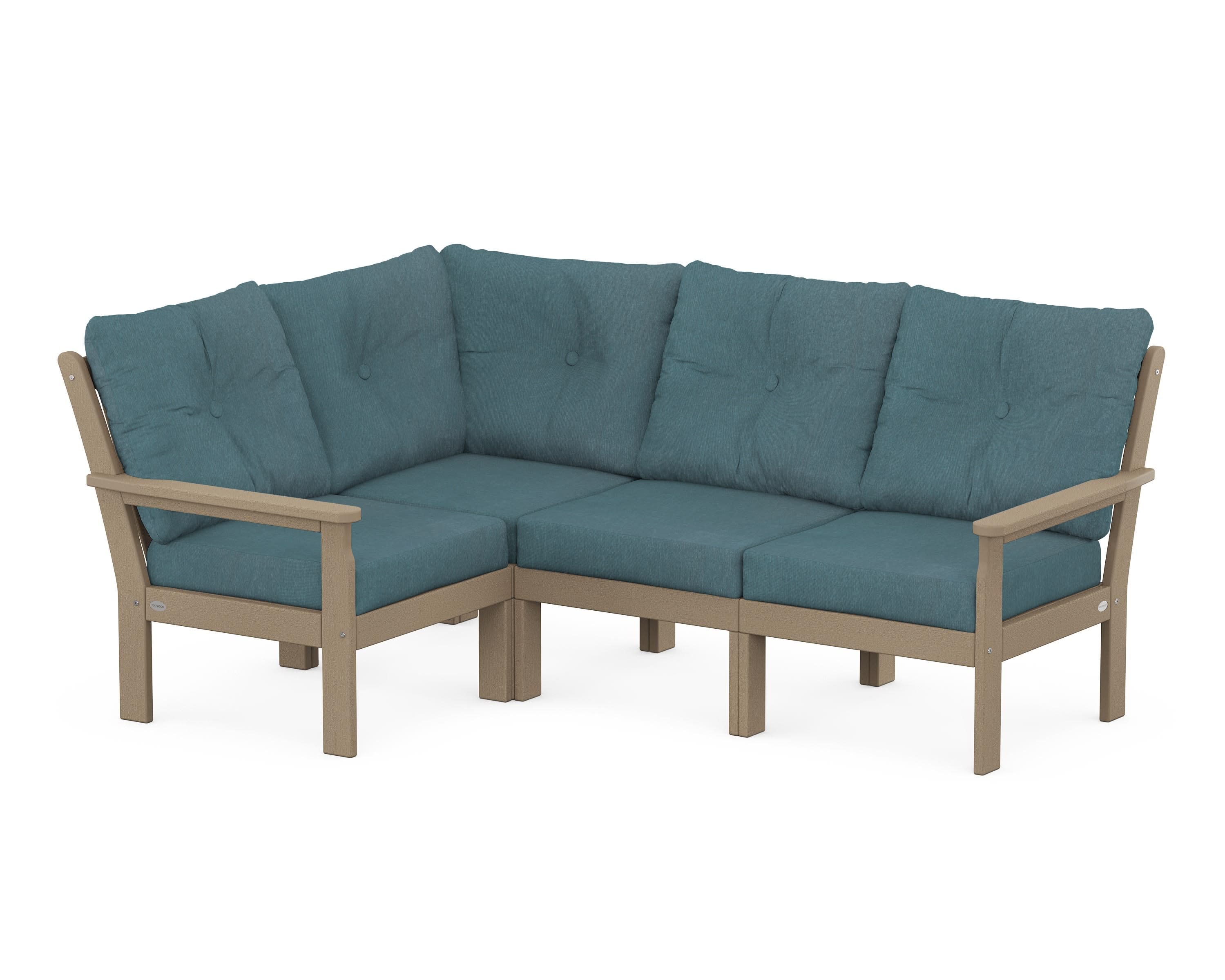 Vineyard 4-Piece Sectional in Vintage Sahara / Ocean Teal