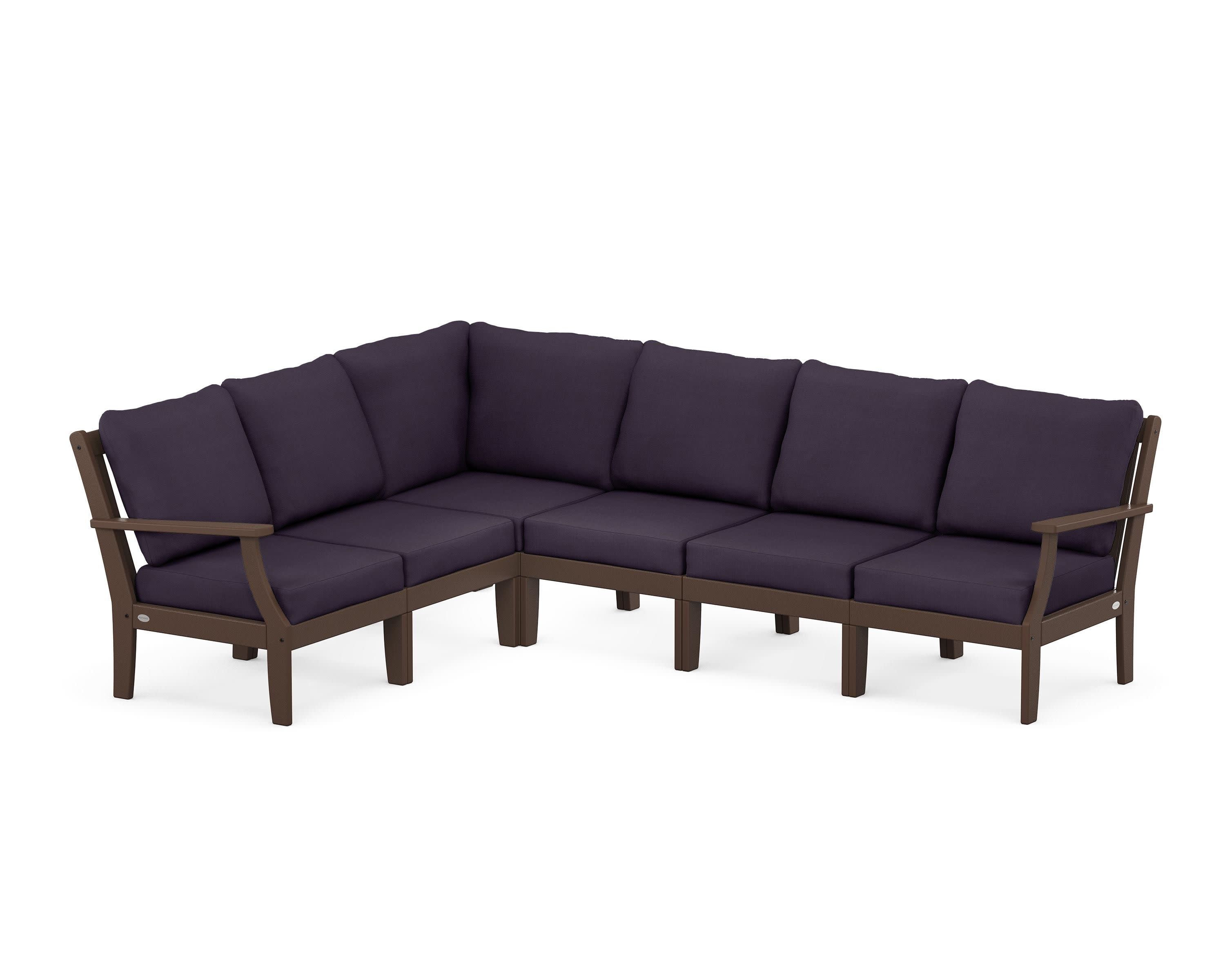 Braxton Modular 6-Piece Deep Seating Set in Mahogany / Navy Linen