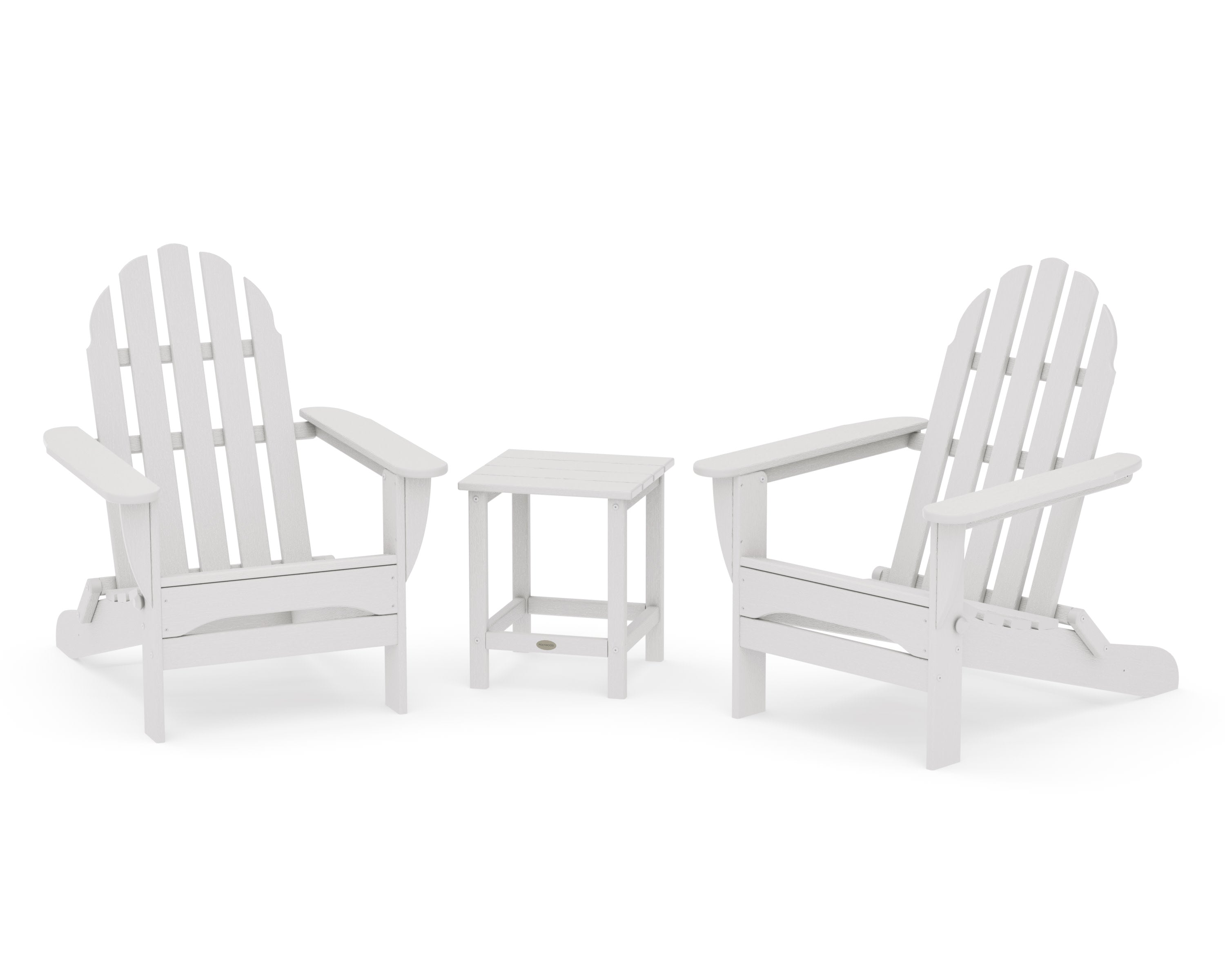 Classic Folding Adirondack 3-Piece Set with Long Island 18" Side Table in Vintage White
