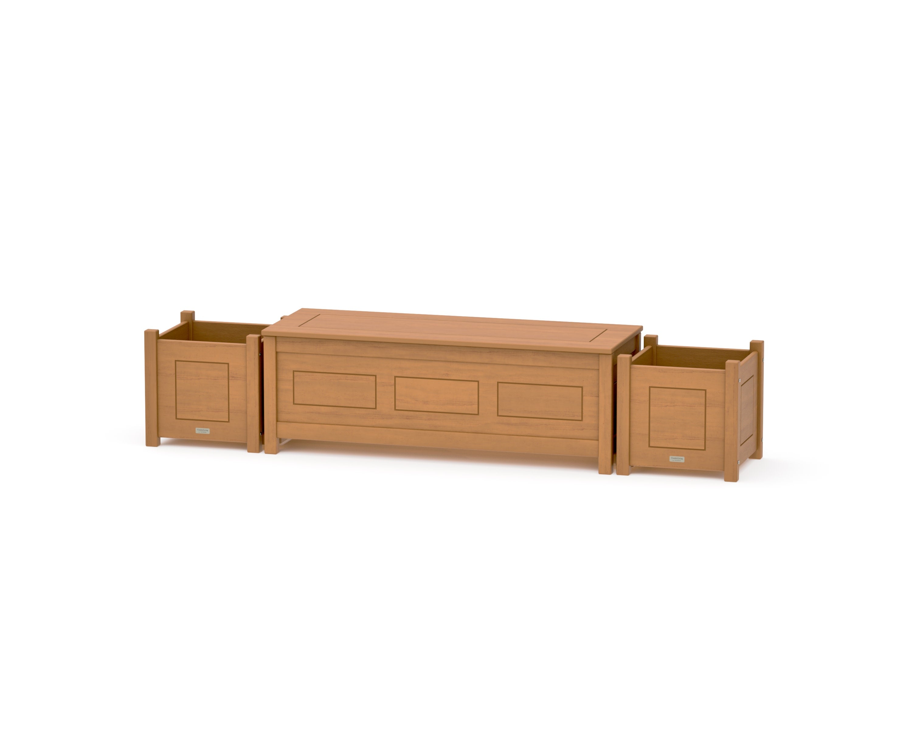 48" Country Living Straight Planter Storage Bench Set in Natural