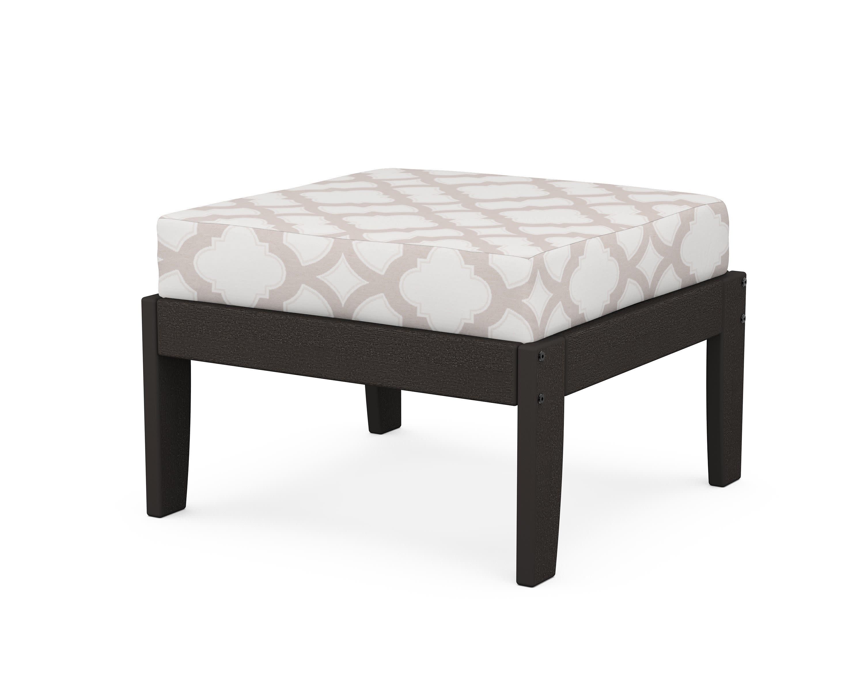 Modular Ottoman - Classic in Vintage Coffee / Trellis Dune Burlap