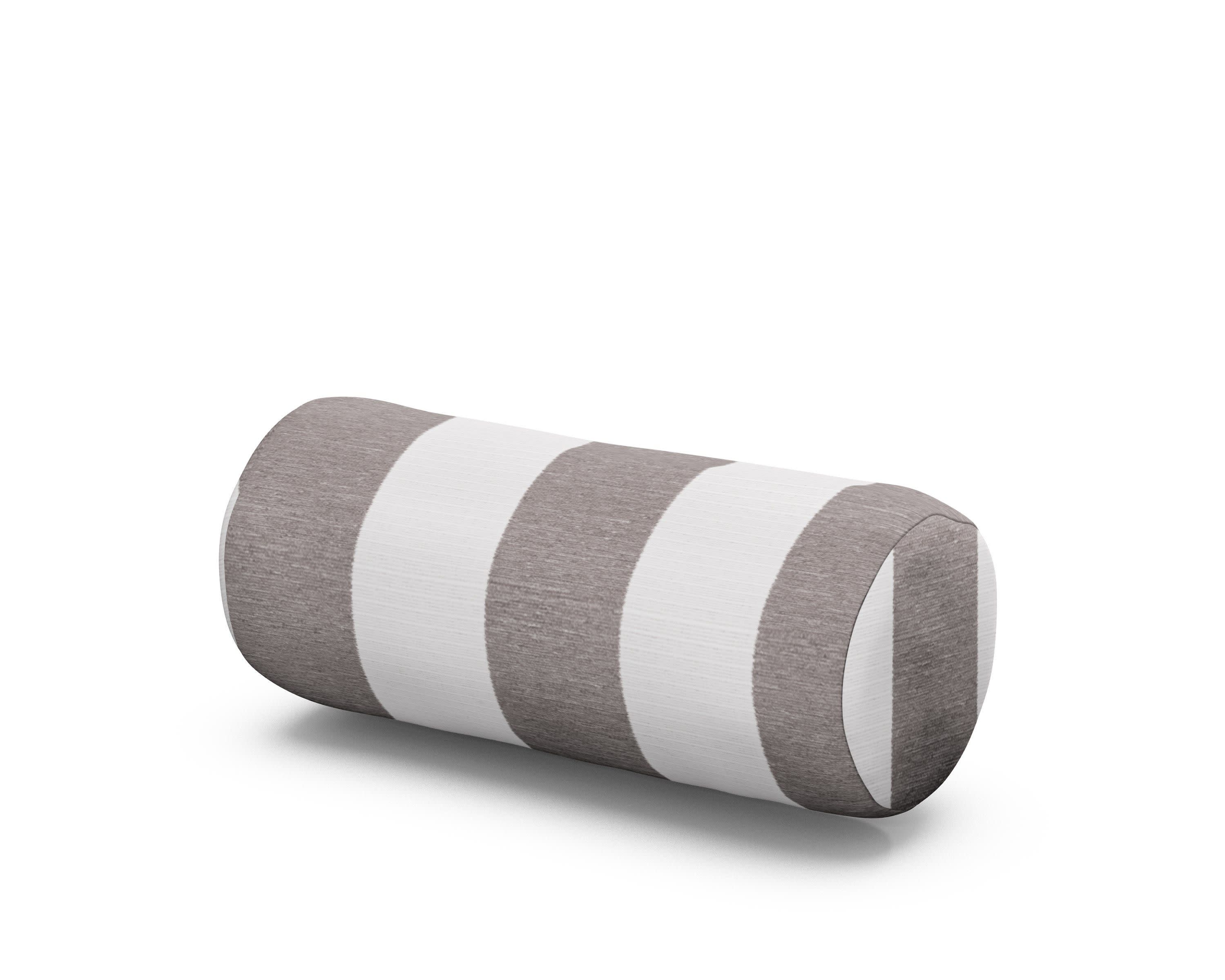 Outdoor Bolster Pillow in Cabana Stripe Grey Mist