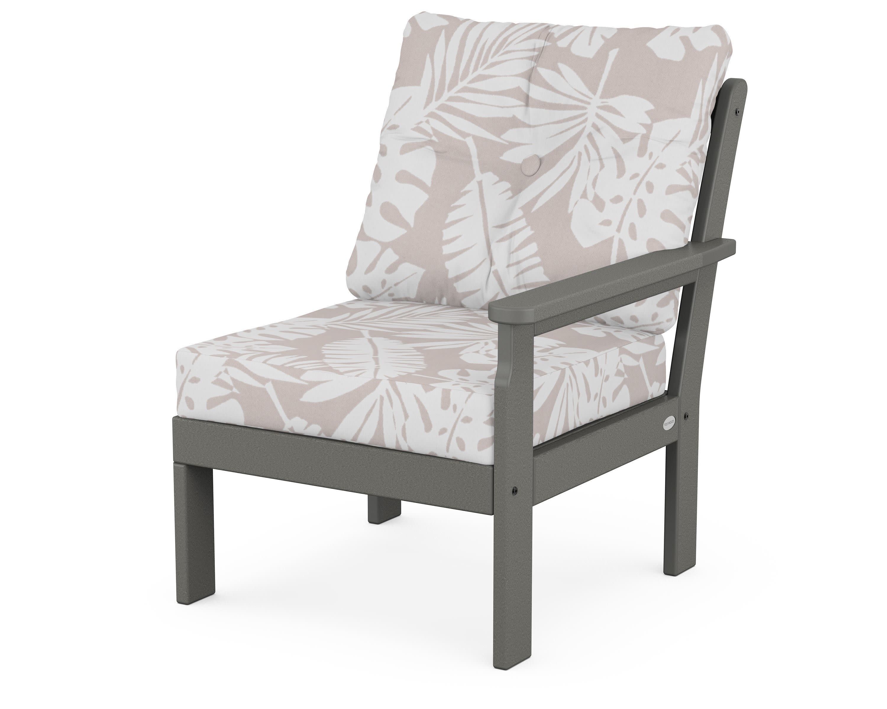 Vineyard Modular Right Arm Chair in Slate Grey / Leaf Dune Burlap