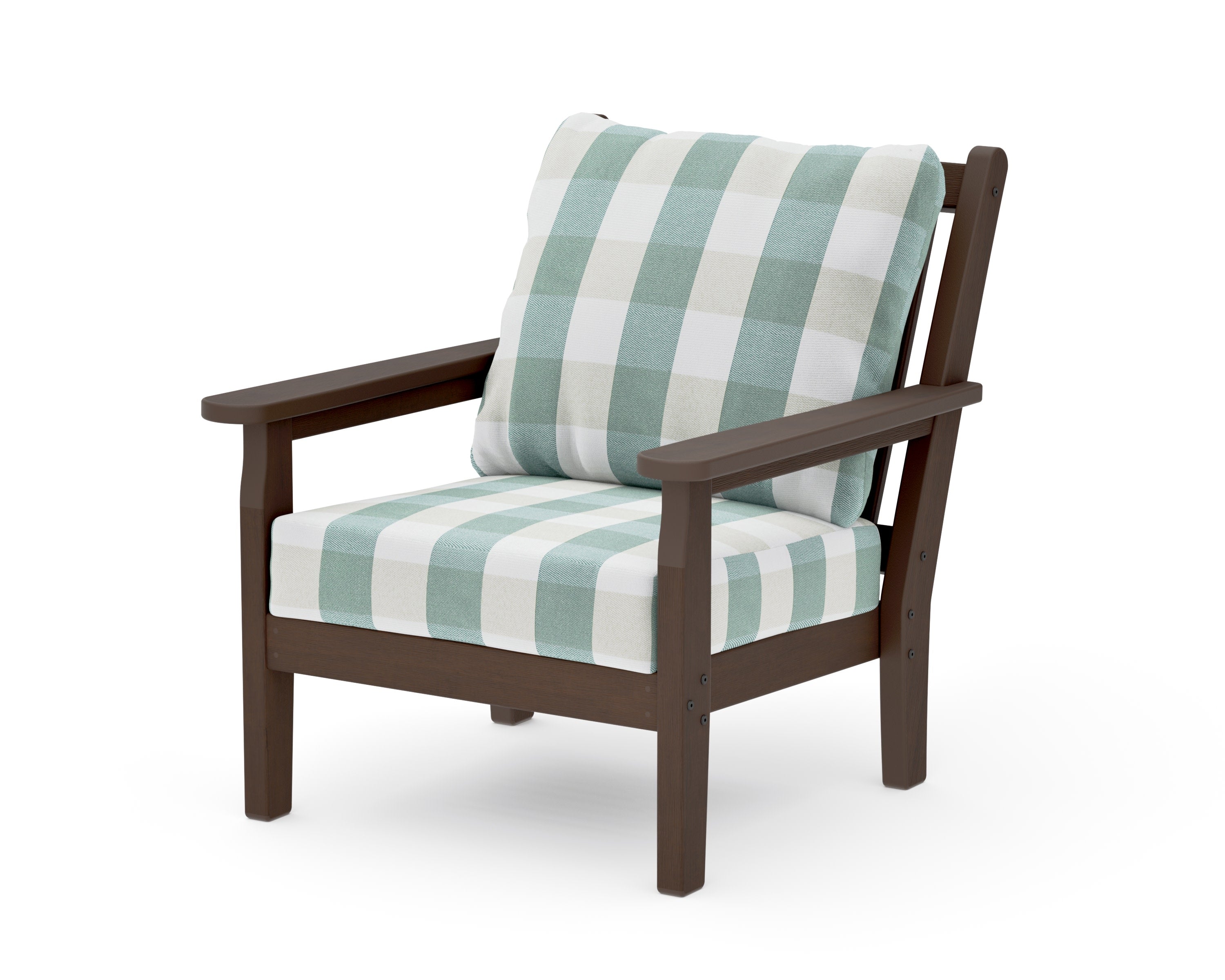 Chippendale Deep Seating Chair in Kona / Buffalo Plaid Glacier Spa