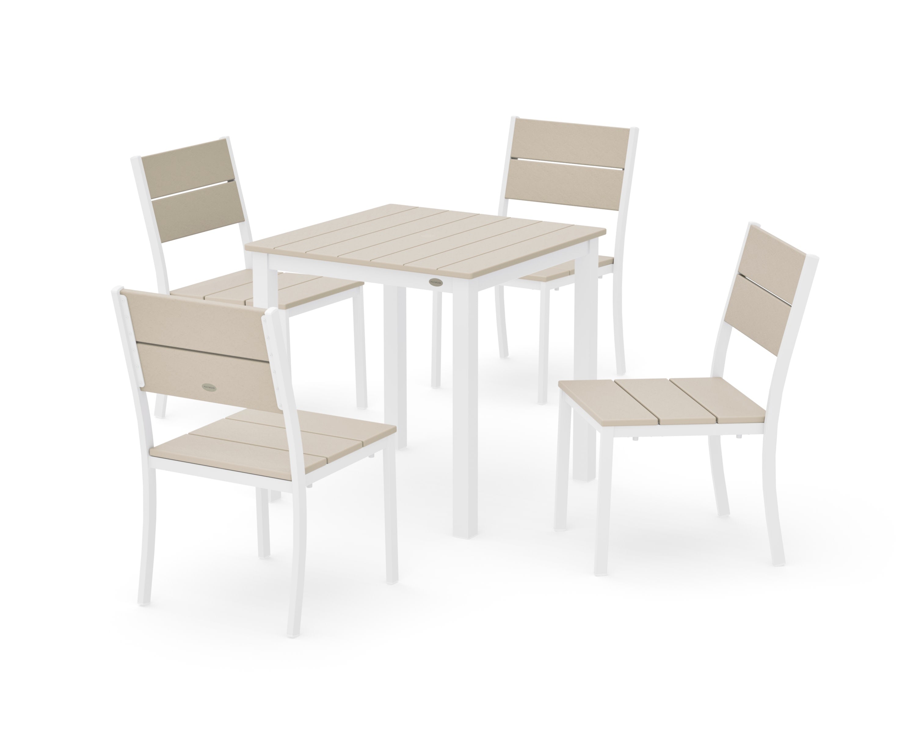 Main Street 5-Piece Square Dining Set- Small in White / Sand