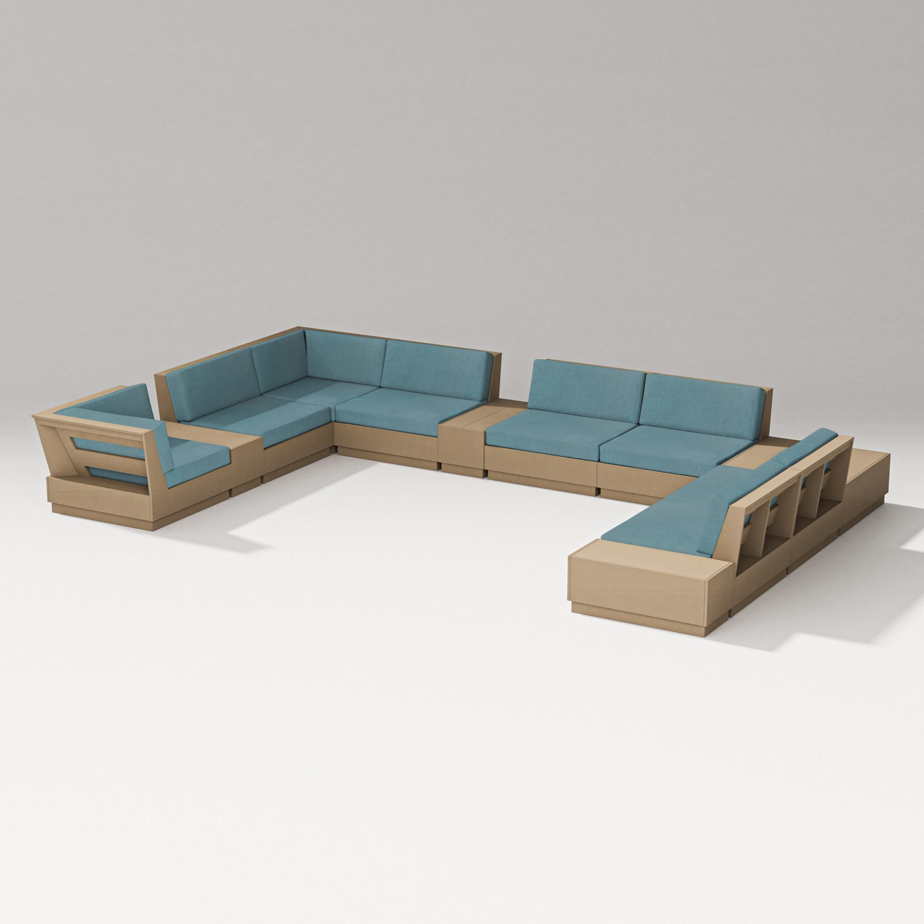 Elevate 12-Piece Conversation Sectional Set in Vintage Sahara / Ocean Teal