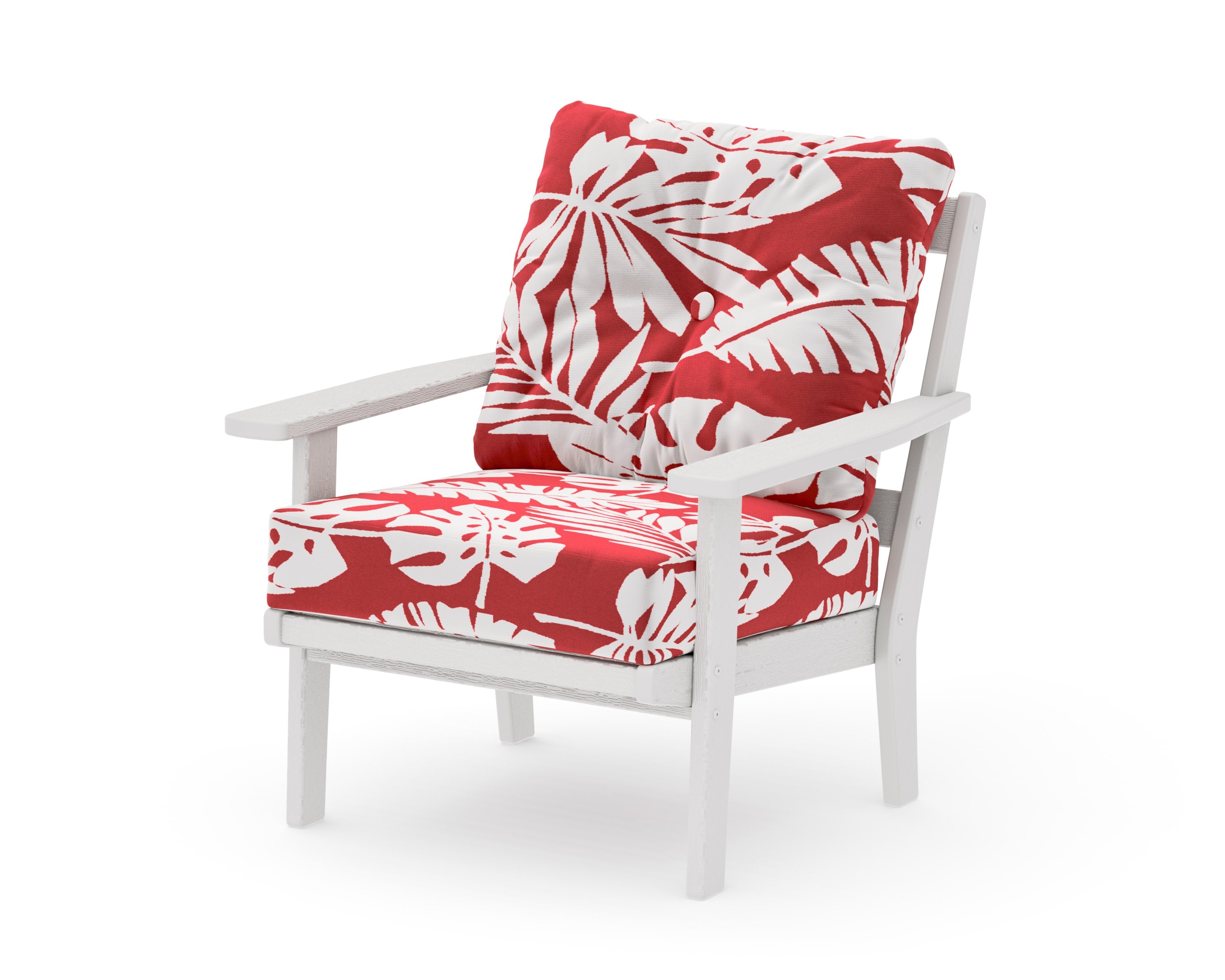 Prairie Deep Seating Chair in Vintage White / Leaf Crimson