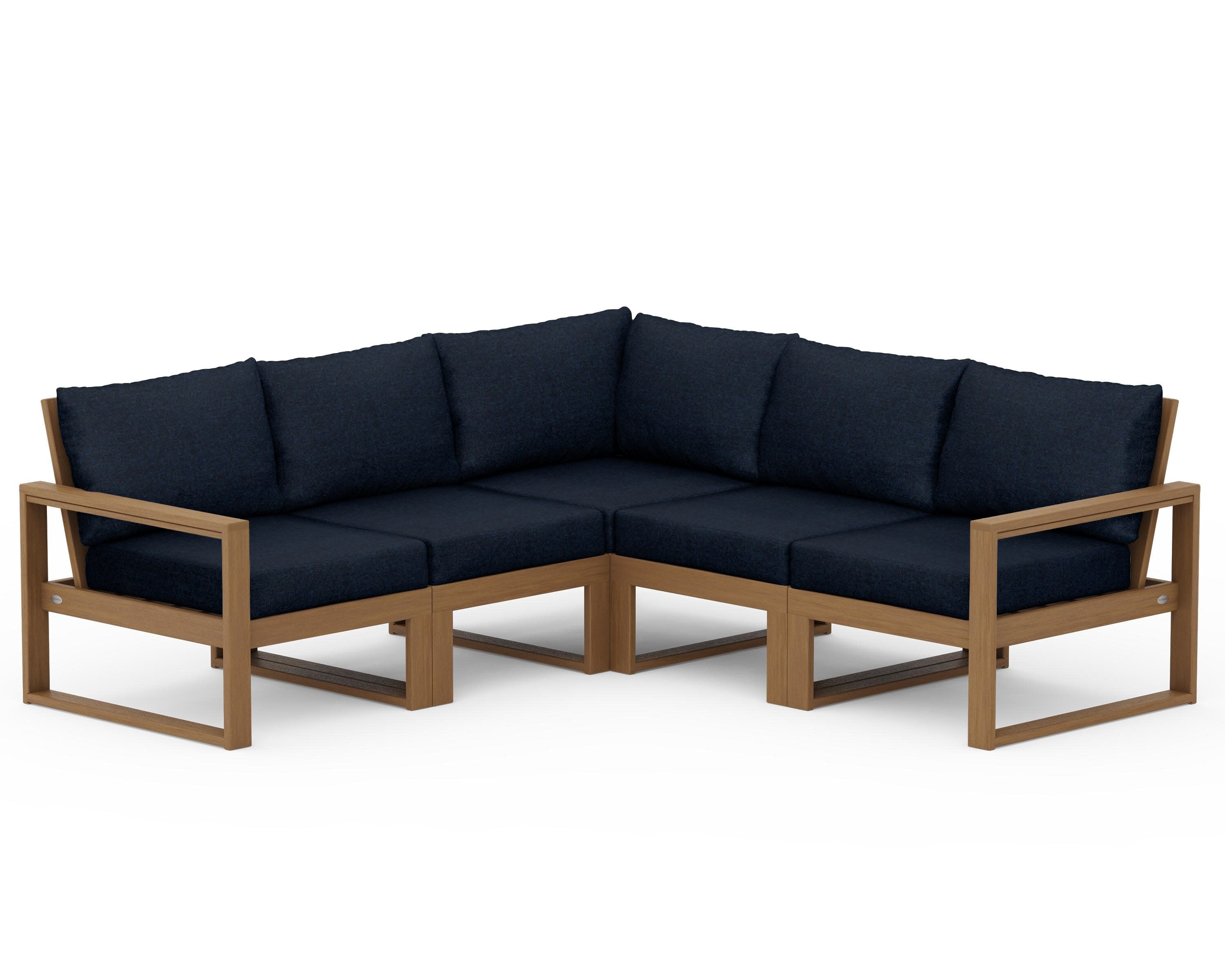 EDGE 5-Piece Modular Deep Seating Set in Natural / Marine Indigo