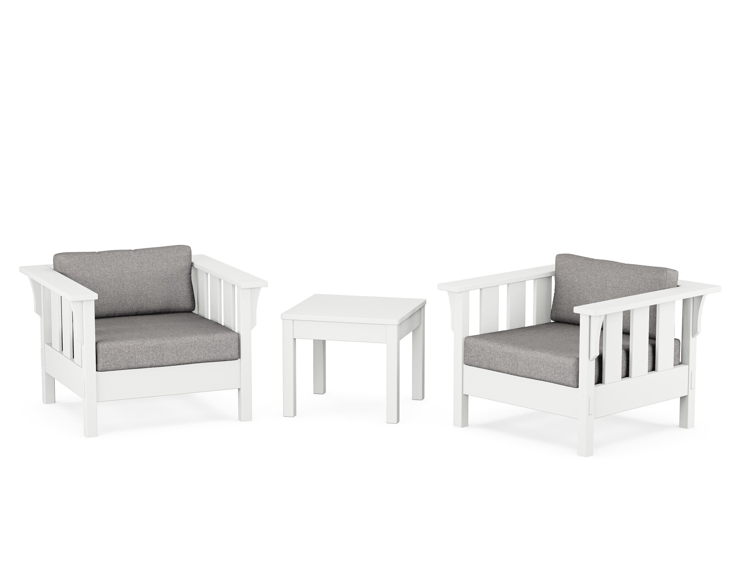 Acadia 3-Piece Deep Seating Set in White / Grey Mist