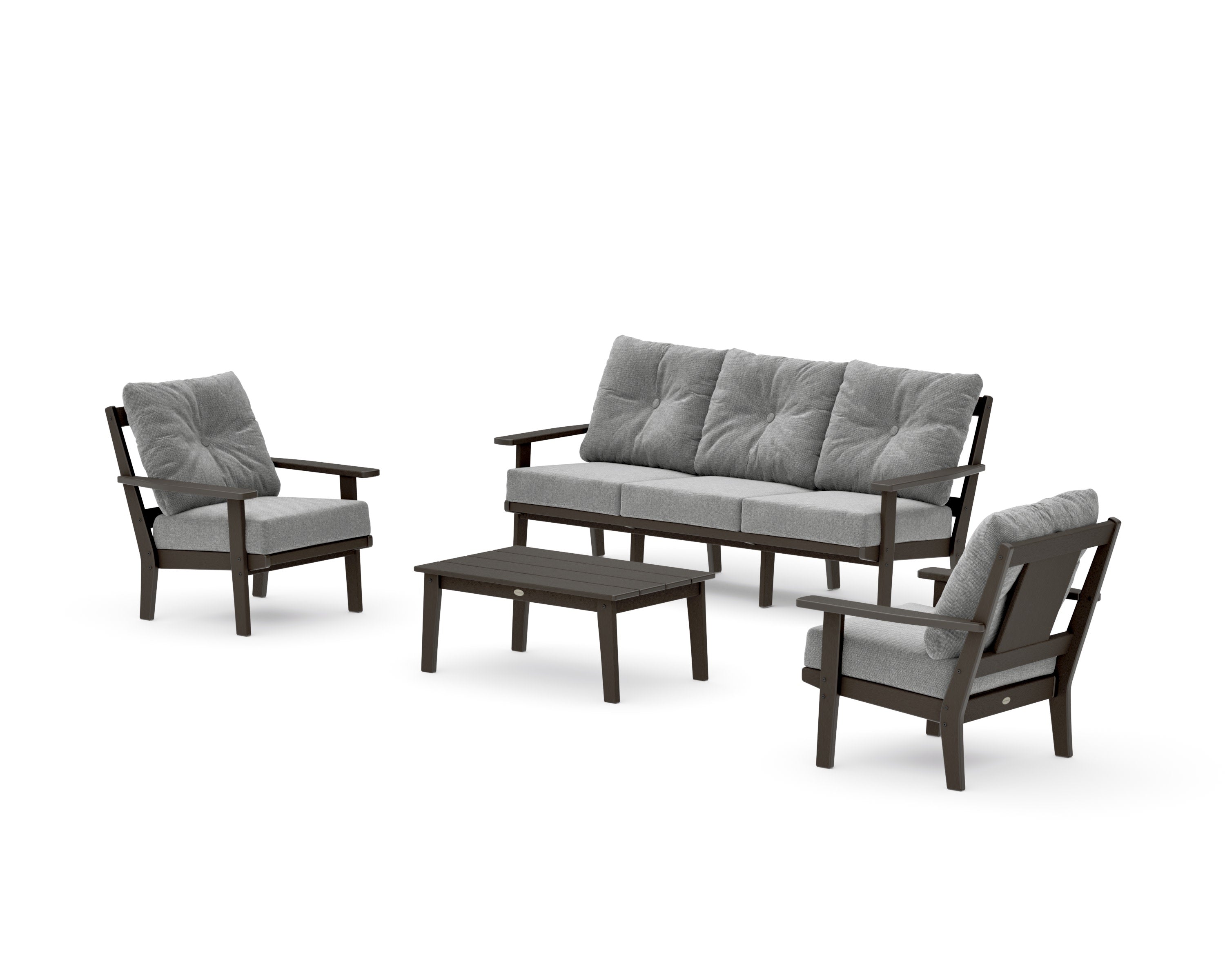 Prairie 4-Piece Deep Seating Set with Sofa in Vintage Coffee / Grey Mist