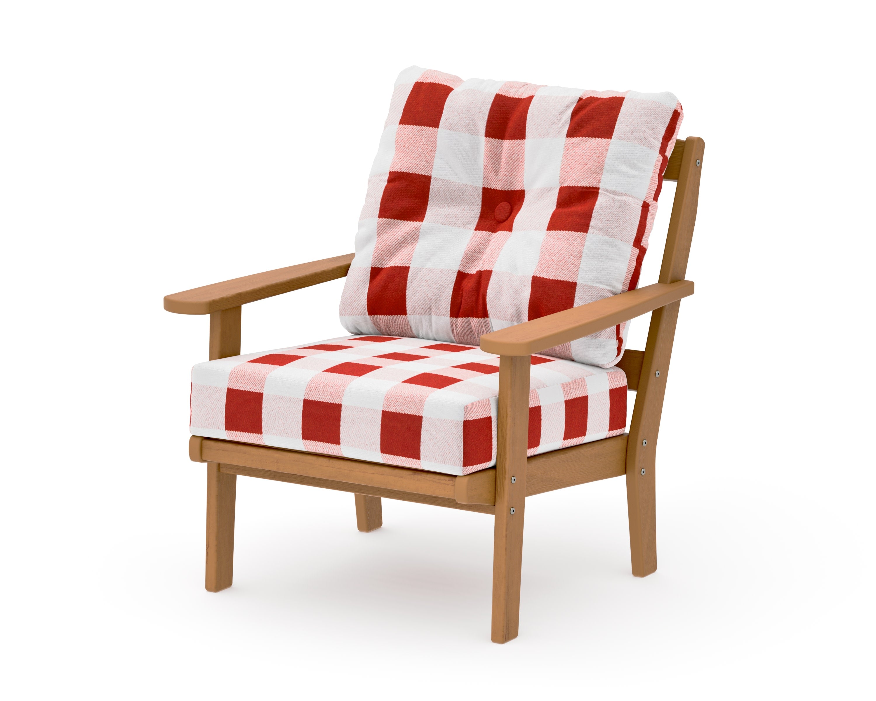 Mission Deep Seating Chair in Natural / Buffalo Plaid Crimson