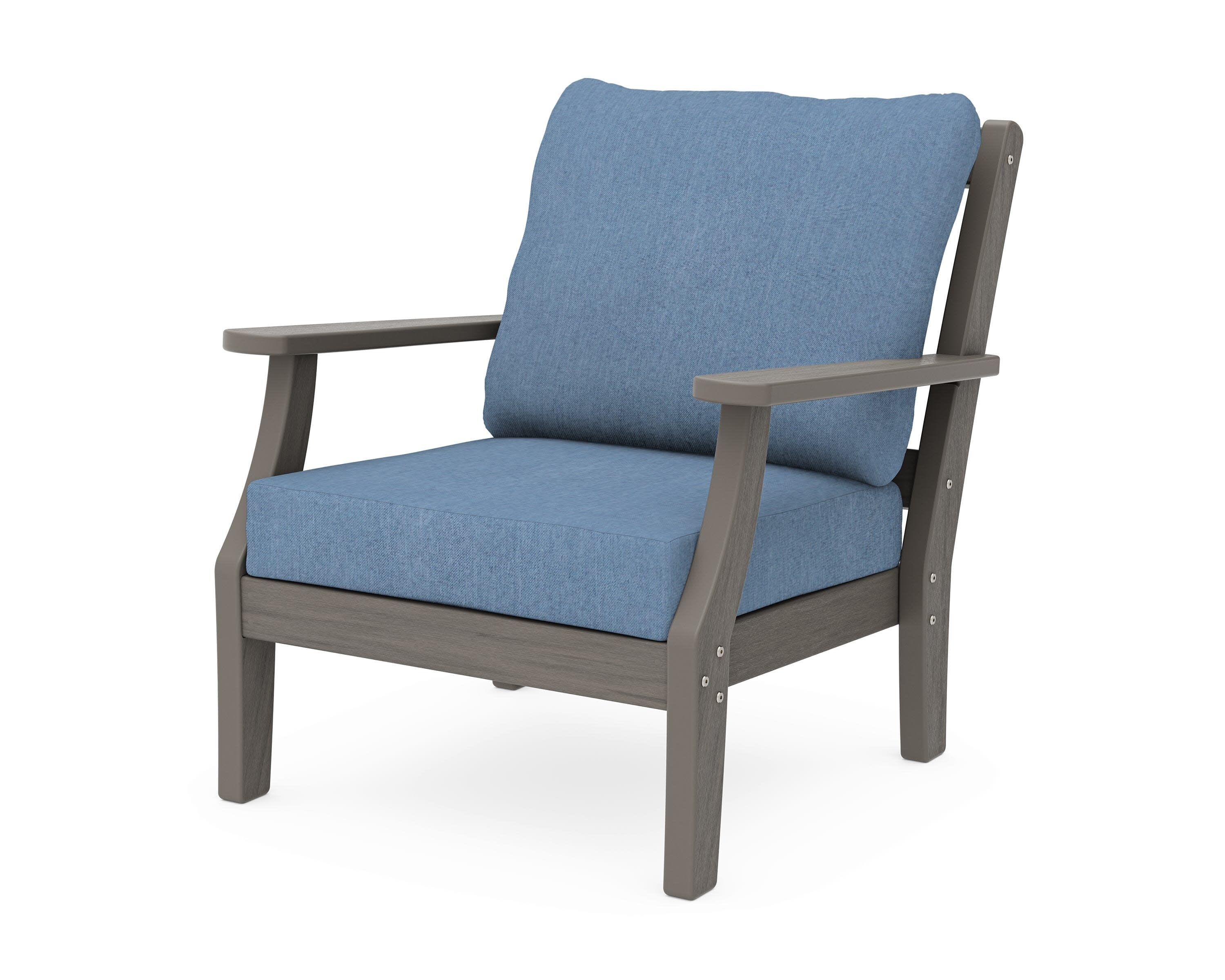 Chinoiserie Deep Seating Chair in Driftwood / Sky Blue