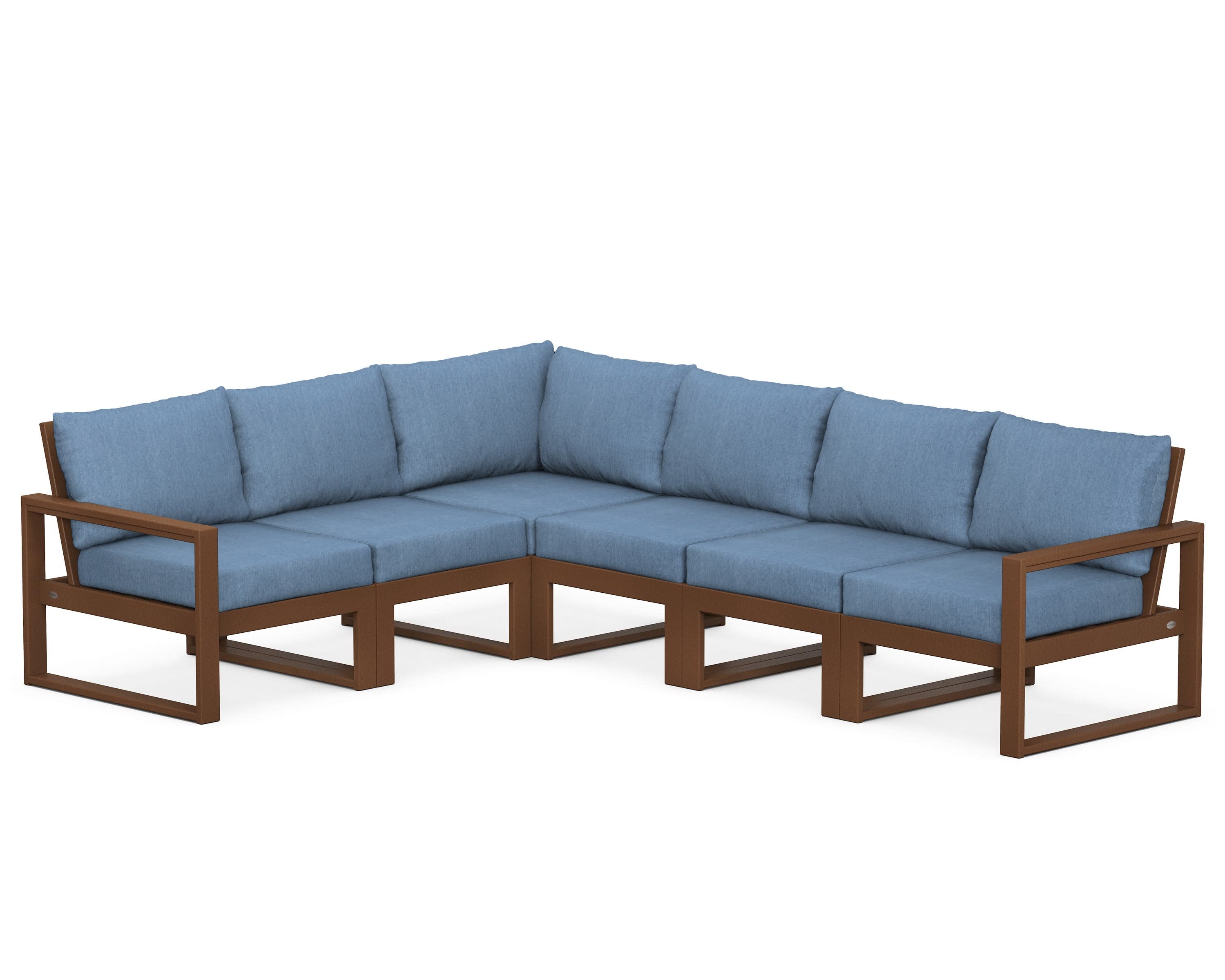EDGE 6-Piece Modular Deep Seating Set in Teak / Sky Blue