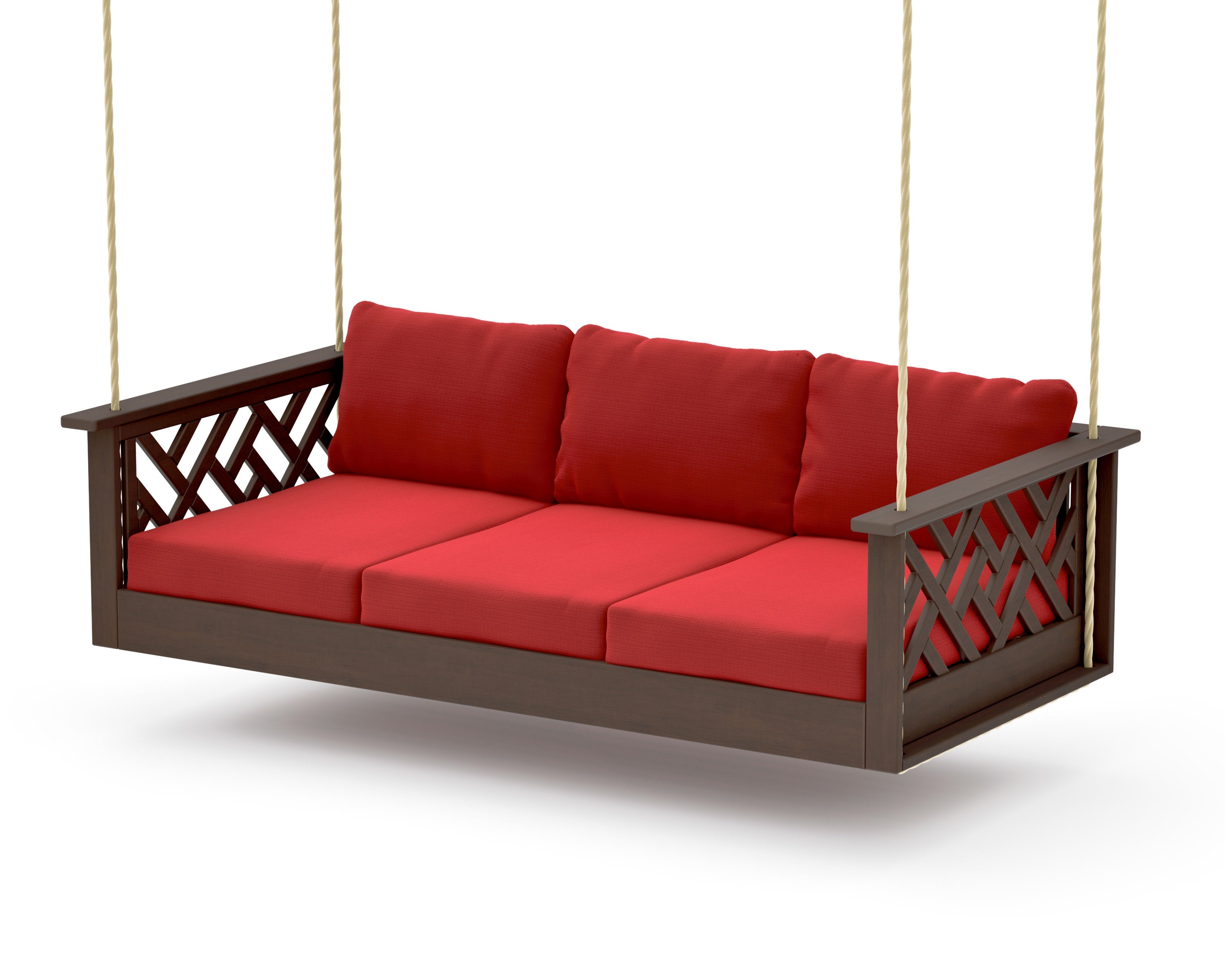 Chippendale Daybed Swing in Kona / Crimson Linen
