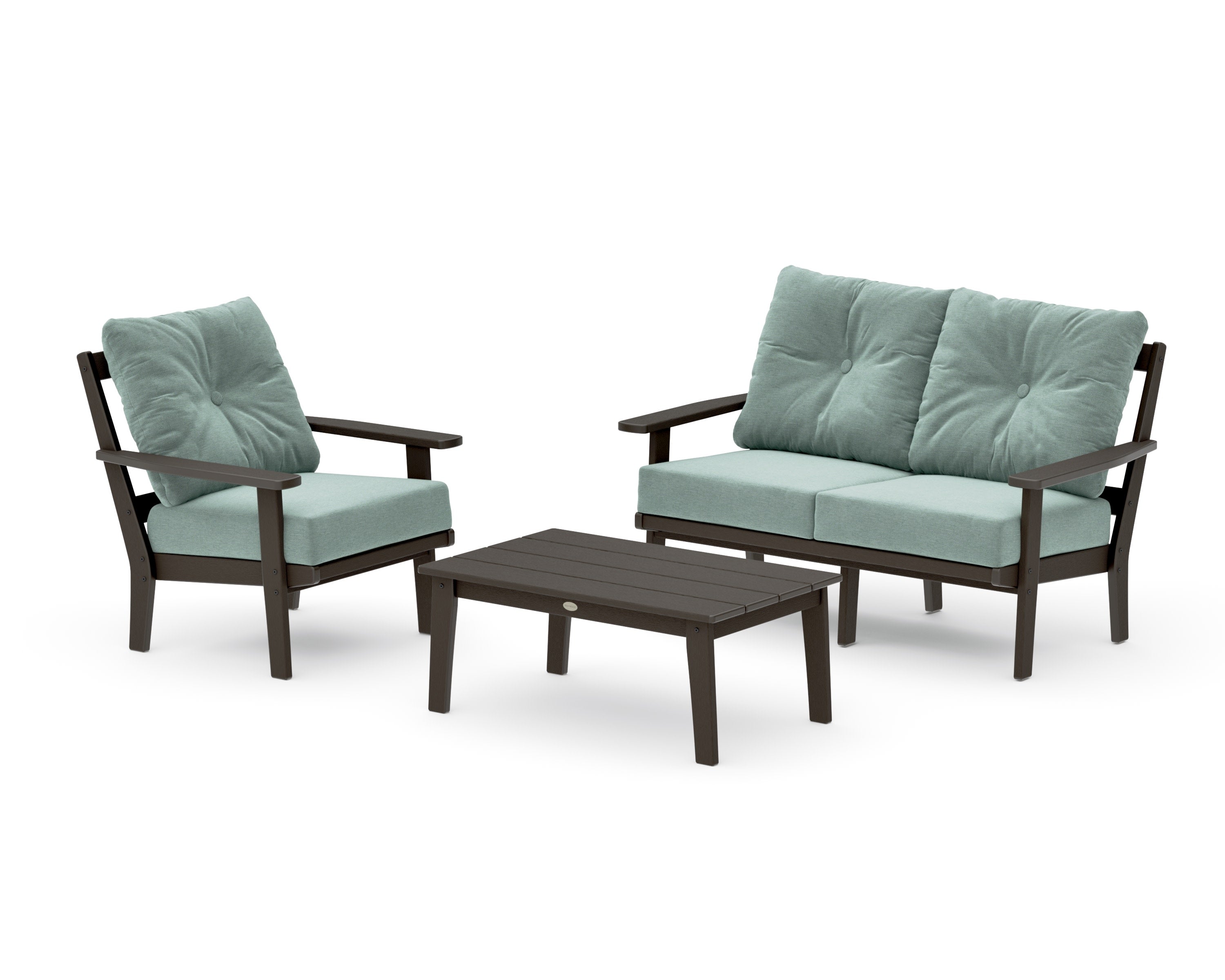 Prairie 3-Piece Deep Seating Set with Loveseat in Vintage Coffee / Glacier Spa