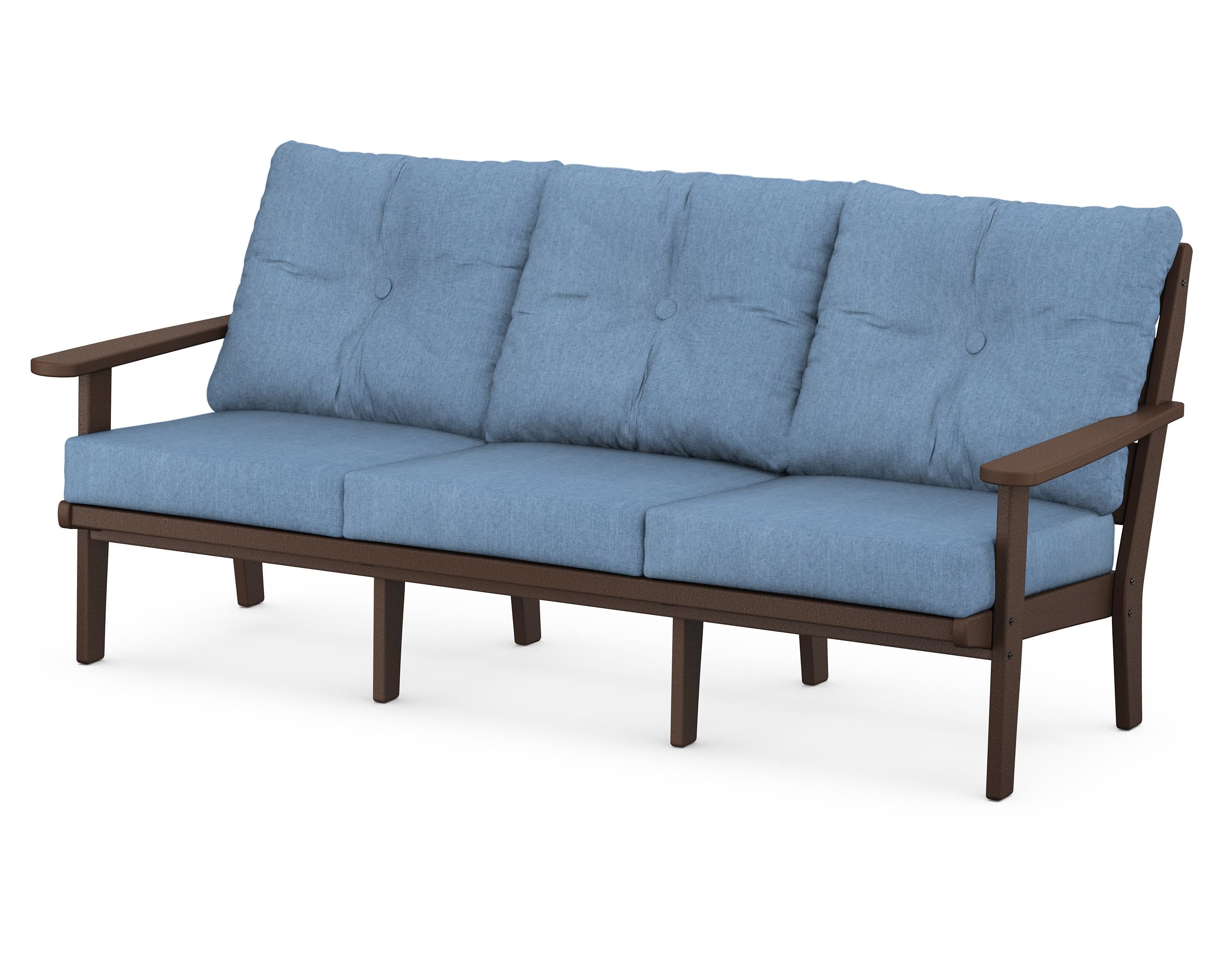 Lakeside Deep Seating Sofa in Mahogany / Sky Blue