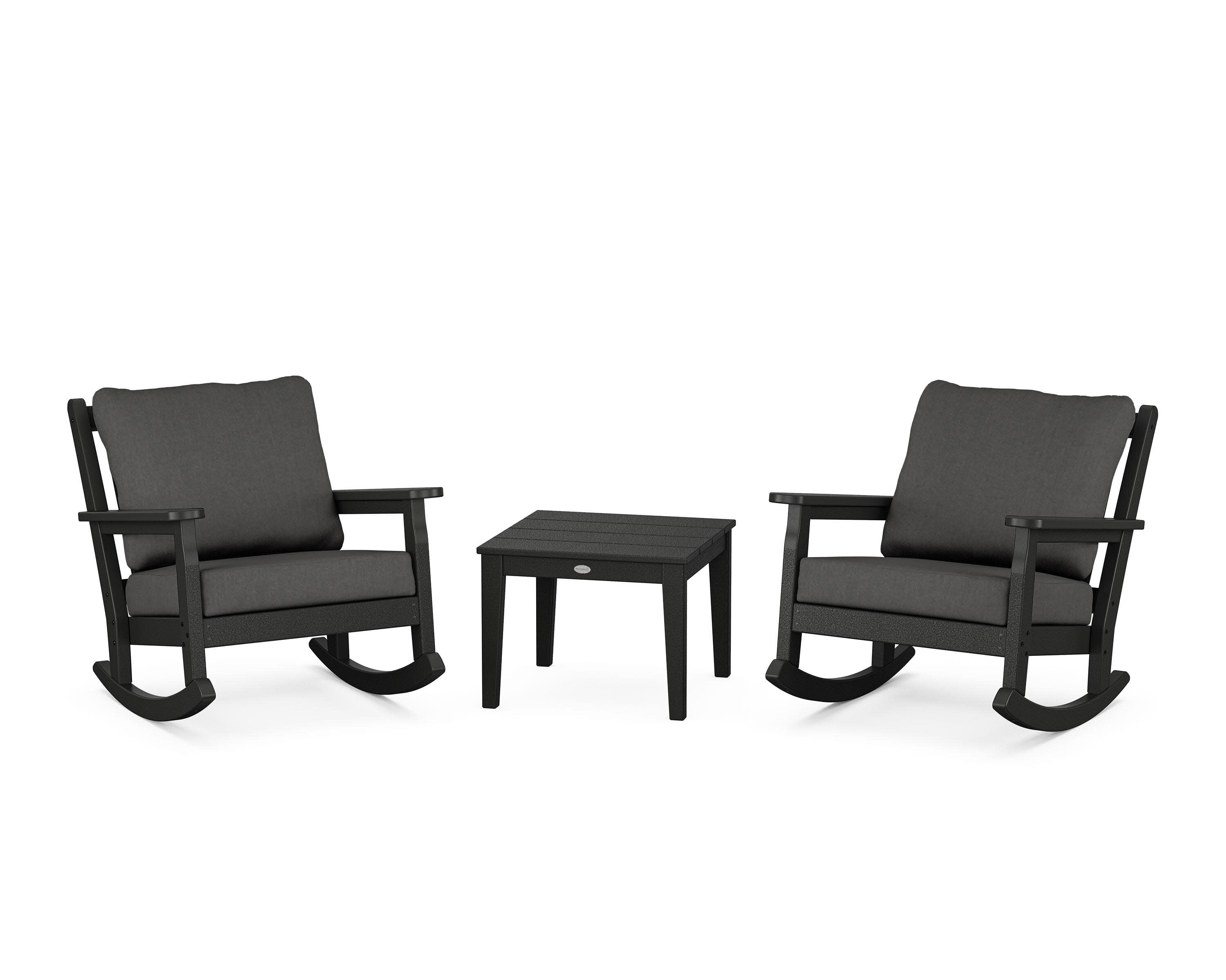 Chippendale 3-Piece Deep Seating Rocker Set in Black / Spectrum Carbon