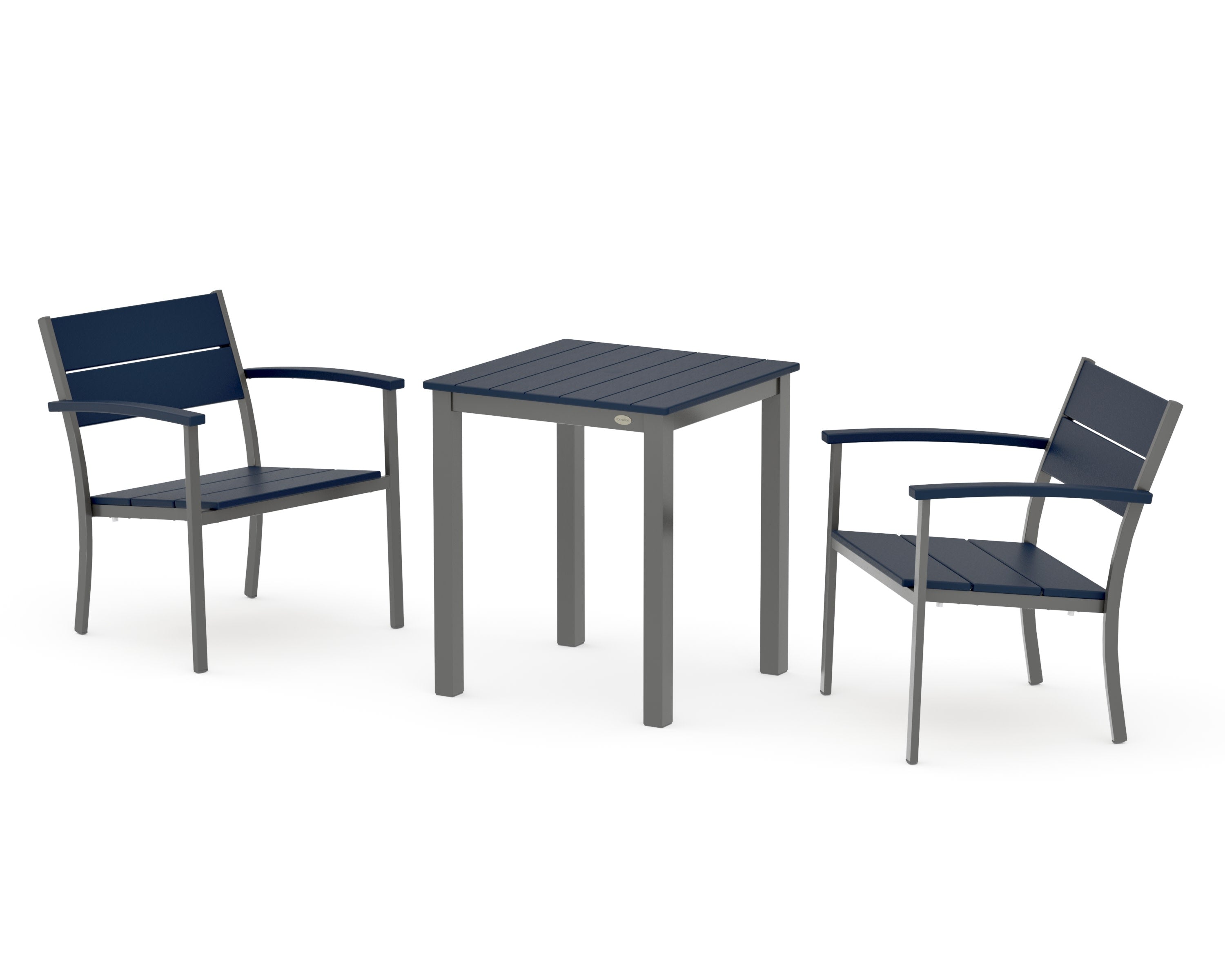 Main Street 3-Piece Square Dining Set in Charcoal / Navy