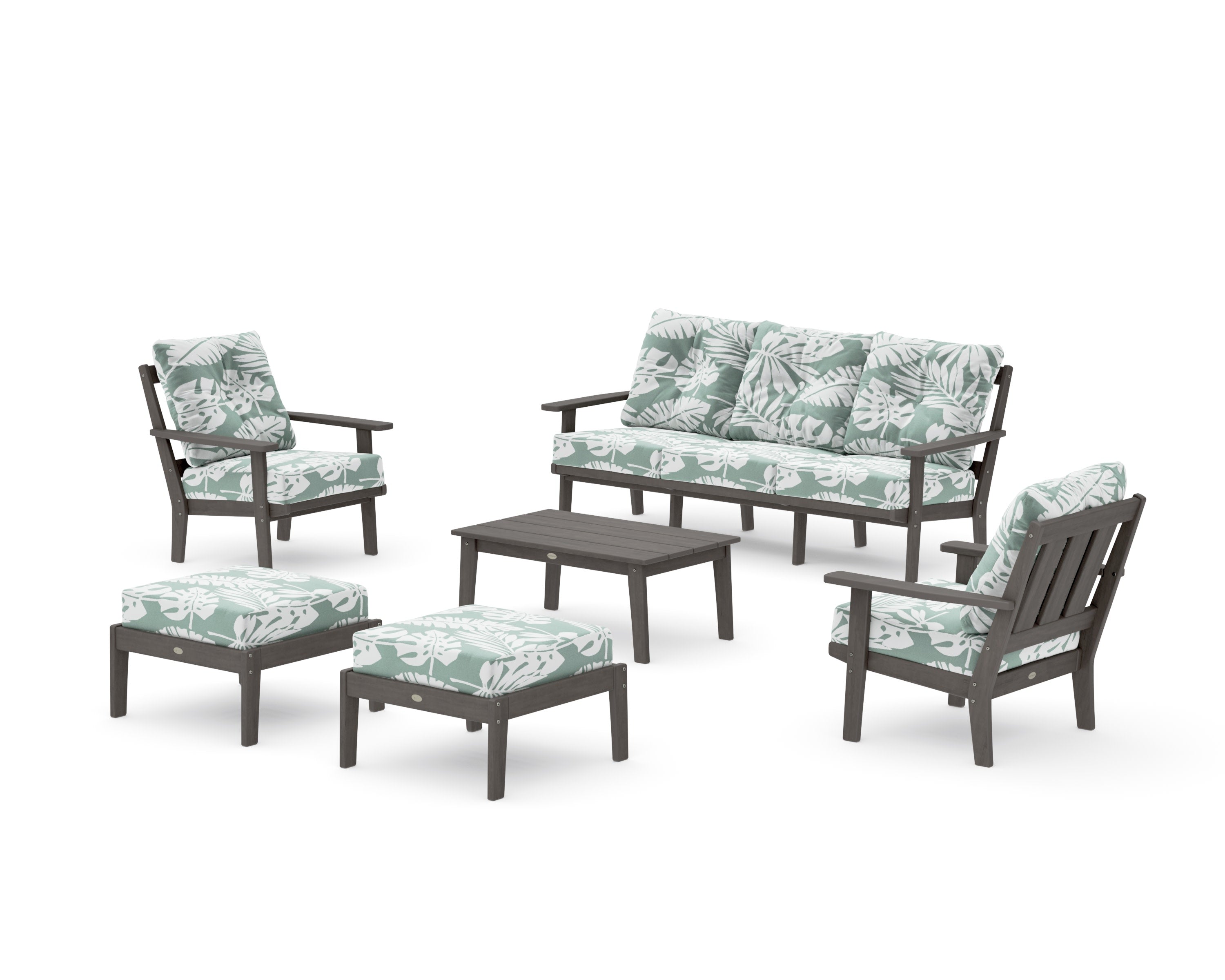 Oxford 6-Piece Lounge Sofa Set in Driftwood / Leaf Glacier Spa