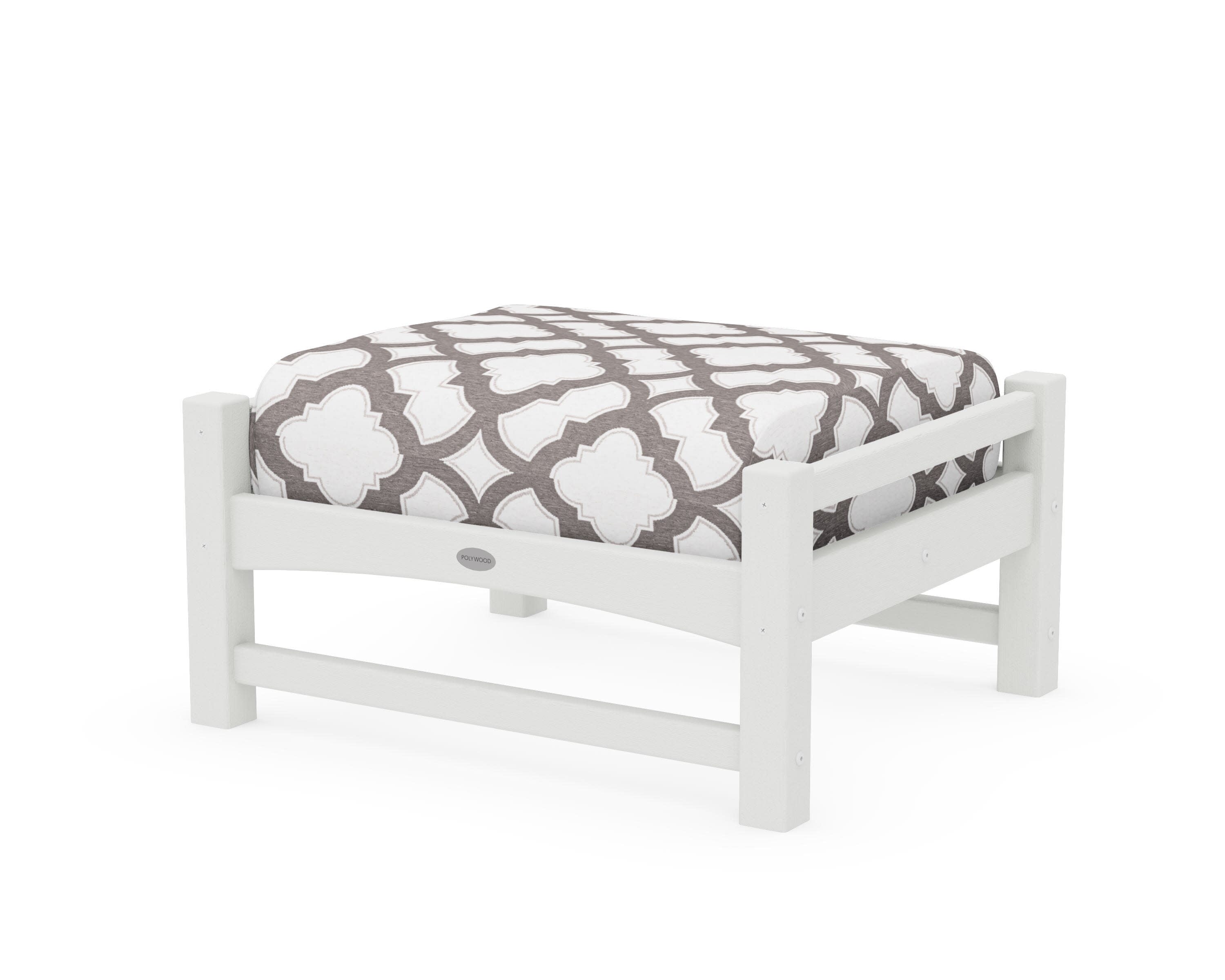 Club Ottoman in Vintage White / Trellis Grey Mist