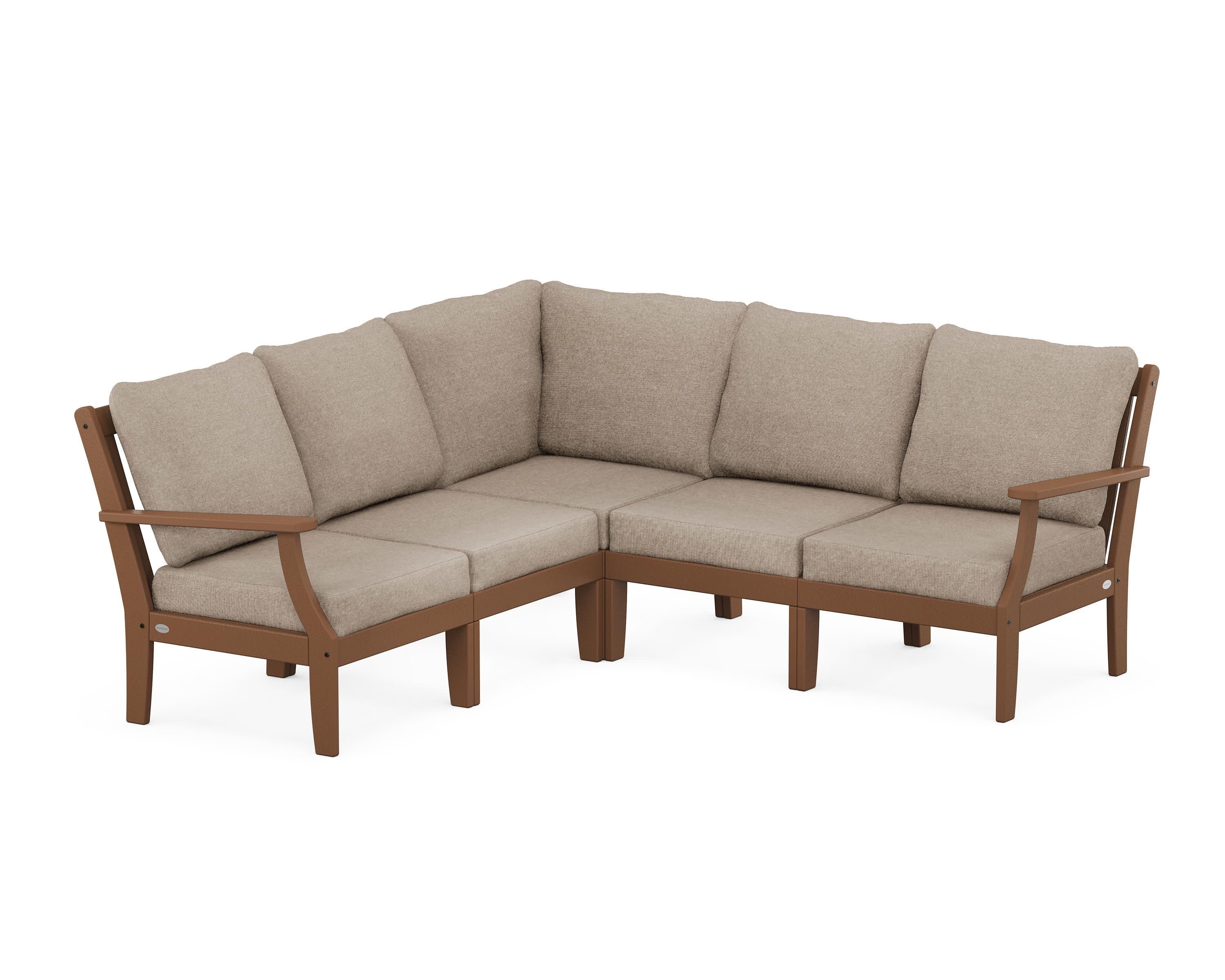 Braxton Modular 5-Piece Deep Seating Set in Teak / Spiced Burlap