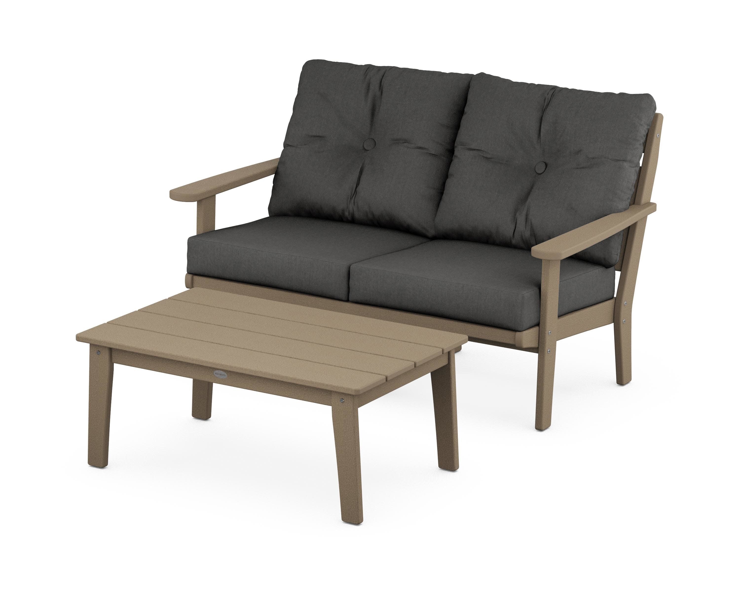 Lakeside 2-Piece Lounge Loveseat Set in Vintage Sahara / Spectrum Carbon