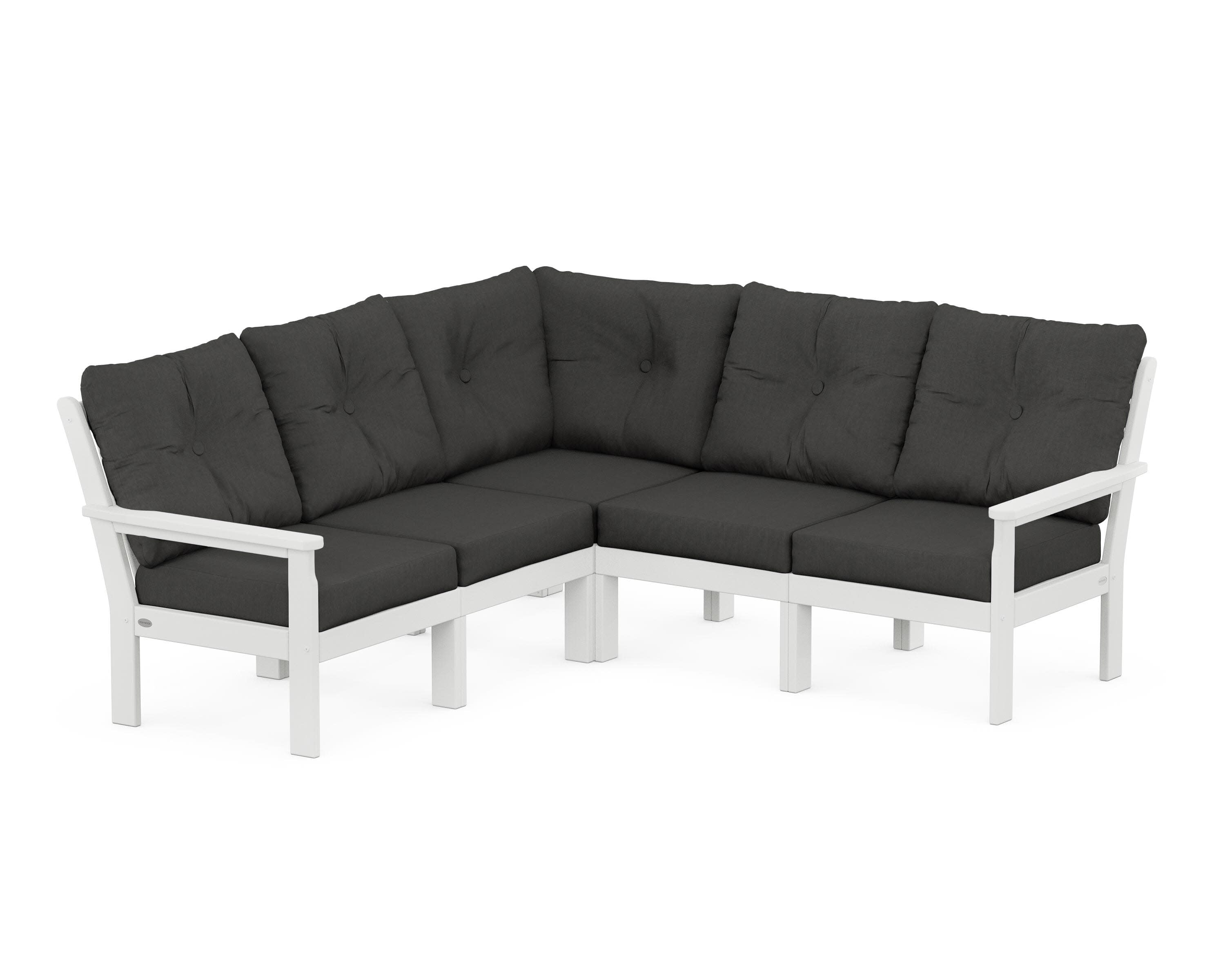 Vineyard 5-Piece Sectional in White / Spectrum Carbon