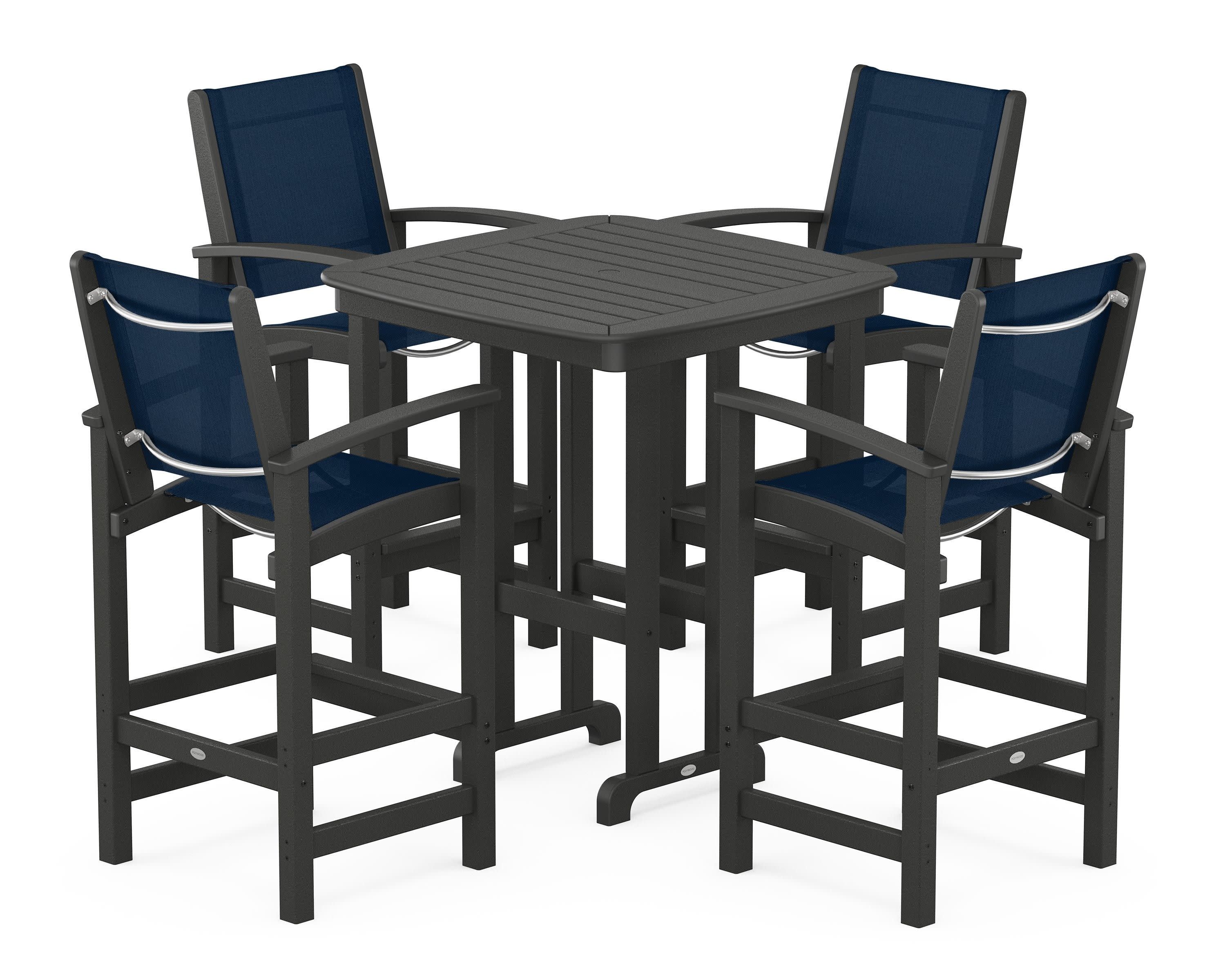 Coastal 5-Piece Bar Set in Black / Navy Blue Sling