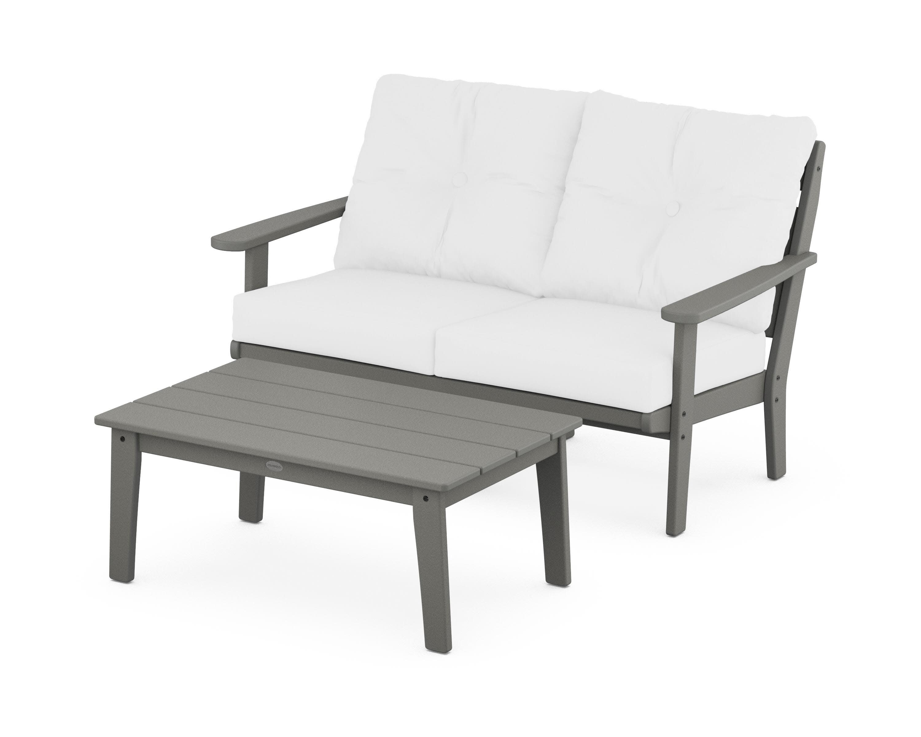 Lakeside 2-Piece Lounge Loveseat Set in Slate Grey / Natural