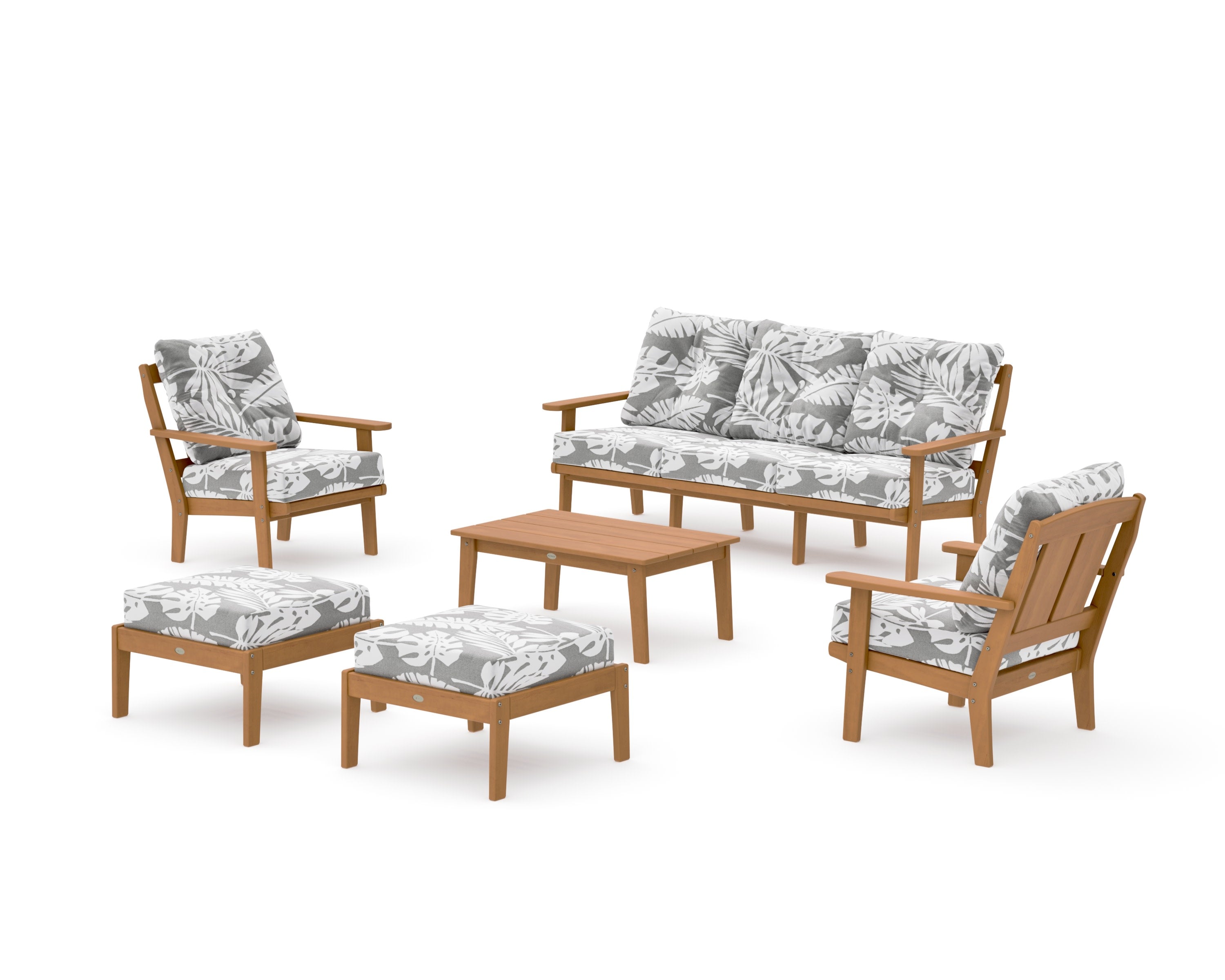 Mission 6-Piece Lounge Sofa Set in Natural / Leaf Grey Mist