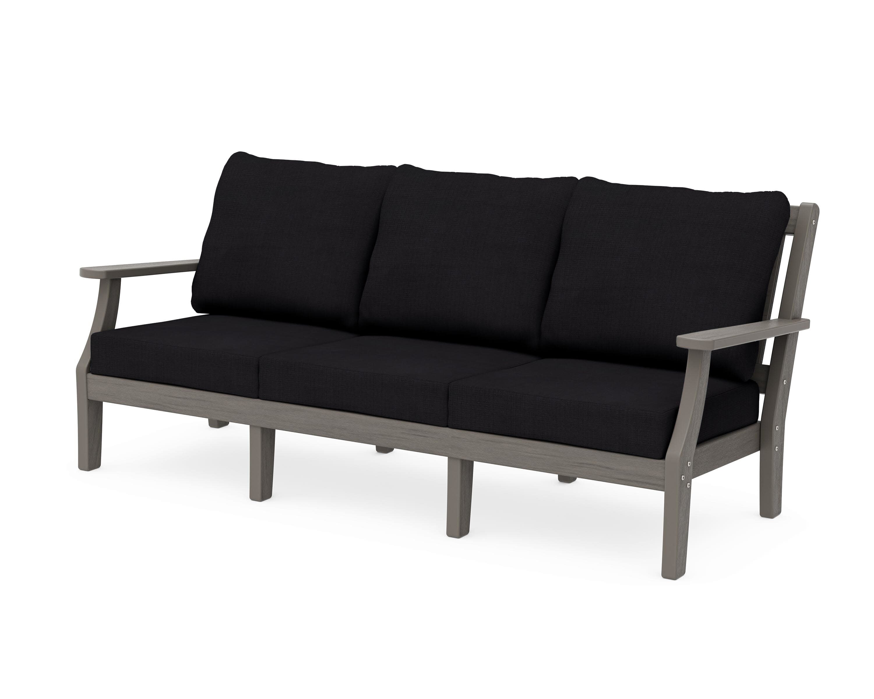 Chinoiserie Deep Seating Sofa in Driftwood / Midnight Linen